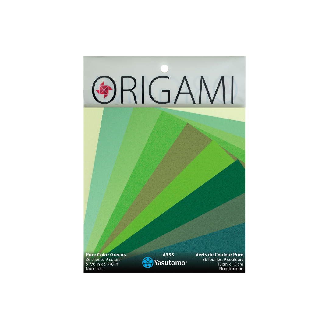 PURE Color Origami Greens - 9 Vibrant Colors, 36 Sheets (4355) - Perfect for DIY Crafts, Scrapbooking & School Projects
