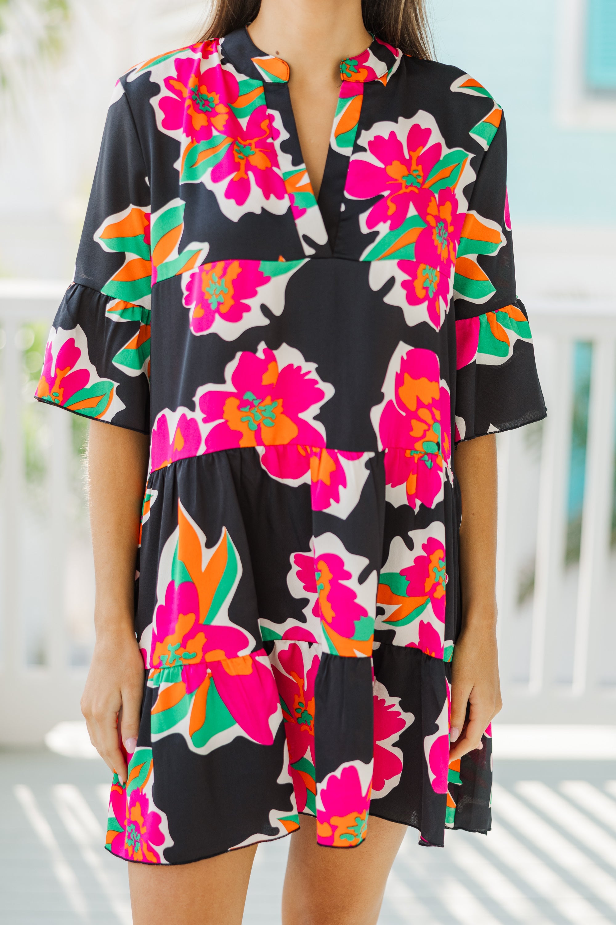 Elegant Black Floral Dress for Women - Romantic Date Night & Summer Party Outfit