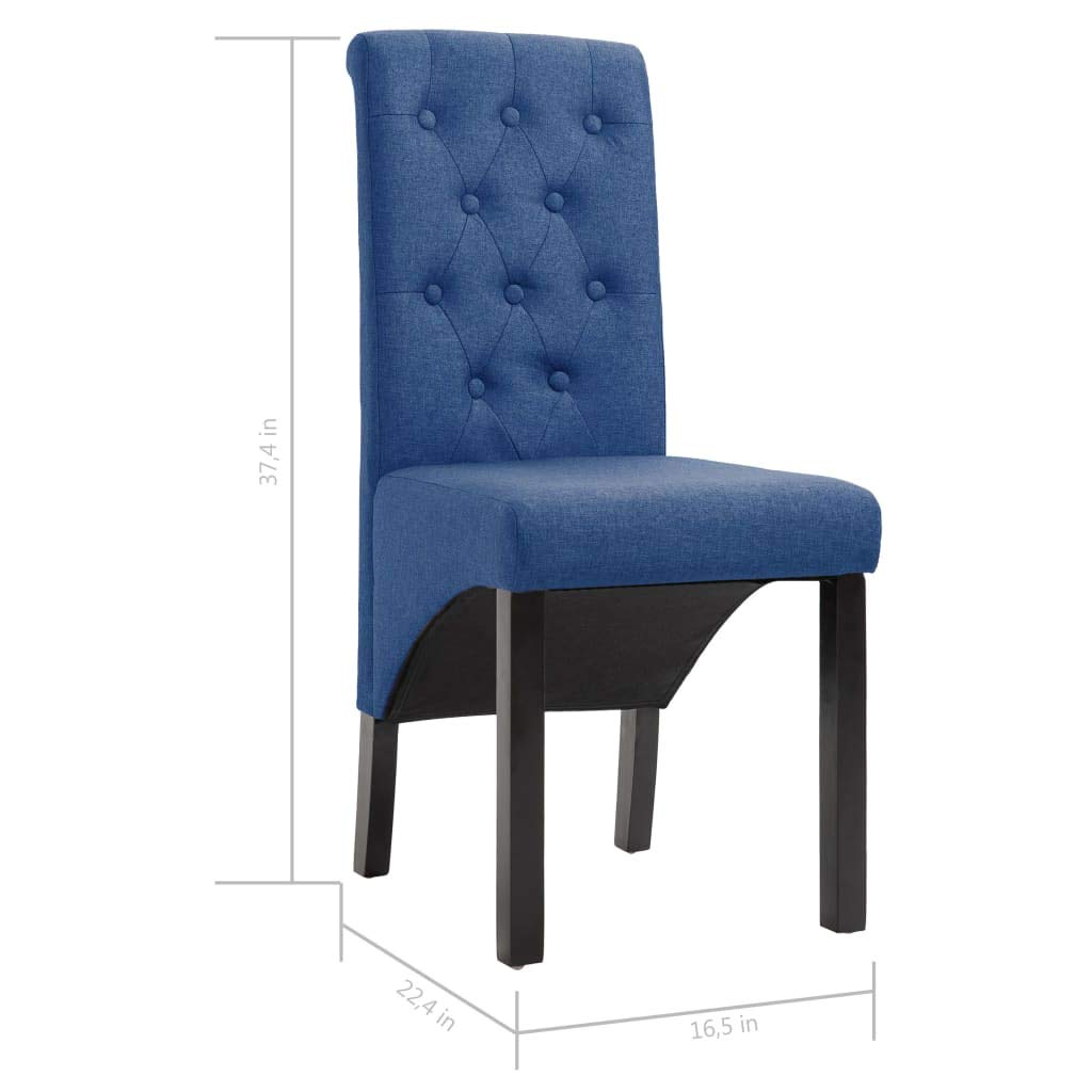 2 Pcs Upholstered Fabric Dining Chairs - Tufted High Back Parson Chairs with Wooden Legs & Button Details, Comfortable Kitchen Chairs for Dining Room, Living Room or Restaurant (Blue Fabric) - Perfect for Family Gatherings & Home Decor