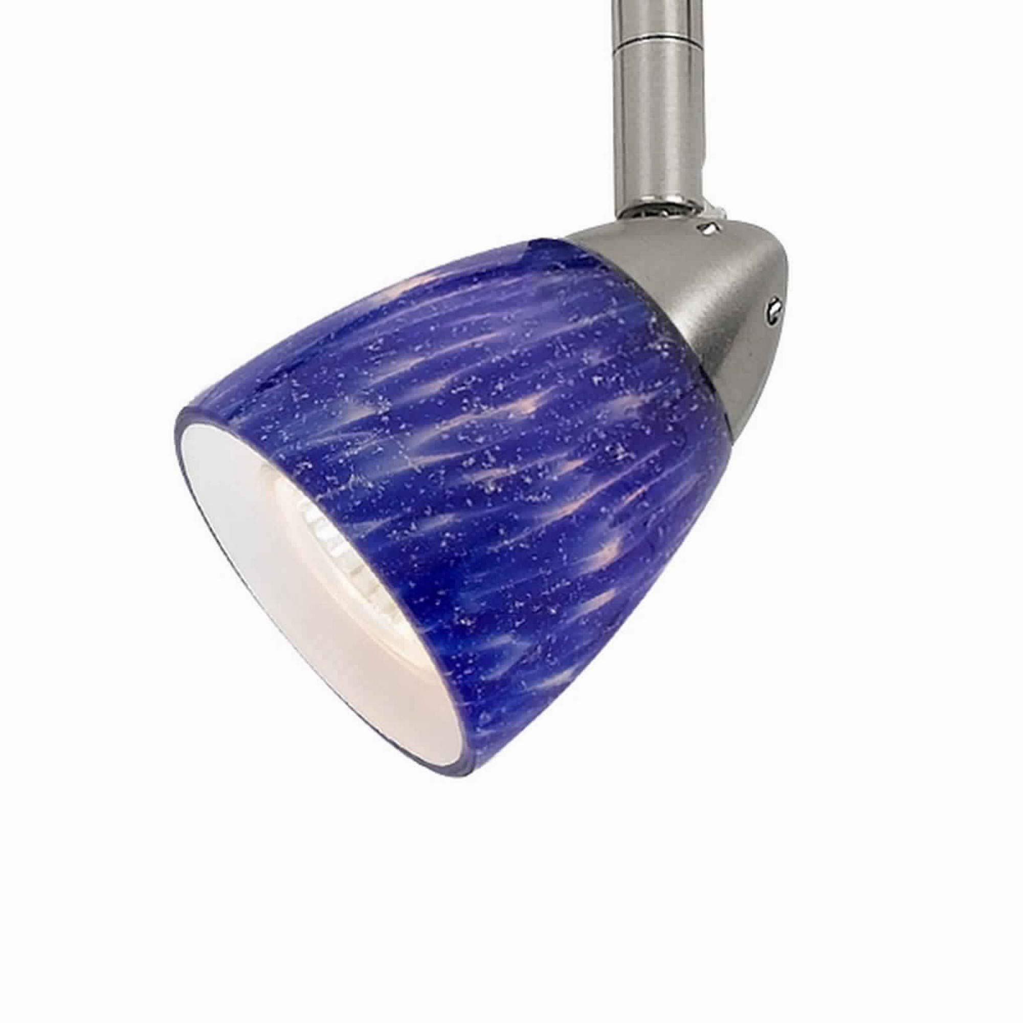 Benjara 50W Silver & Blue Handblown Glass Track Lighting Fixture - Perfect for Kitchen, Dining Room & Retail Store Lighting