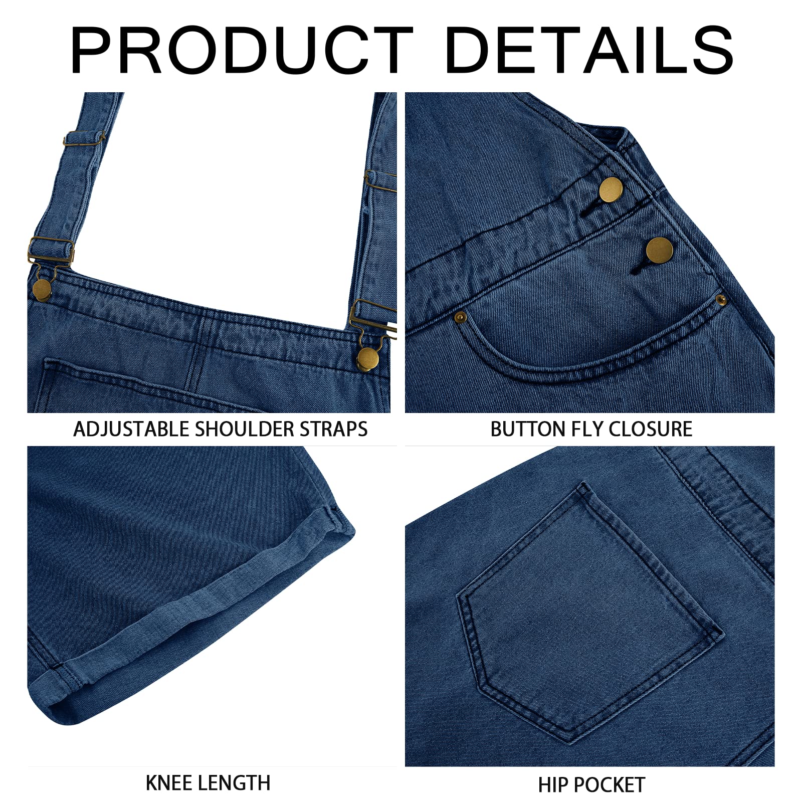 **Men's Denim Shorts Bib Overalls - Loose Fit Jean Romper with Button Pockets | Casual Summer Jumpsuit for Outdoor Walks, BBQ & Festivals**