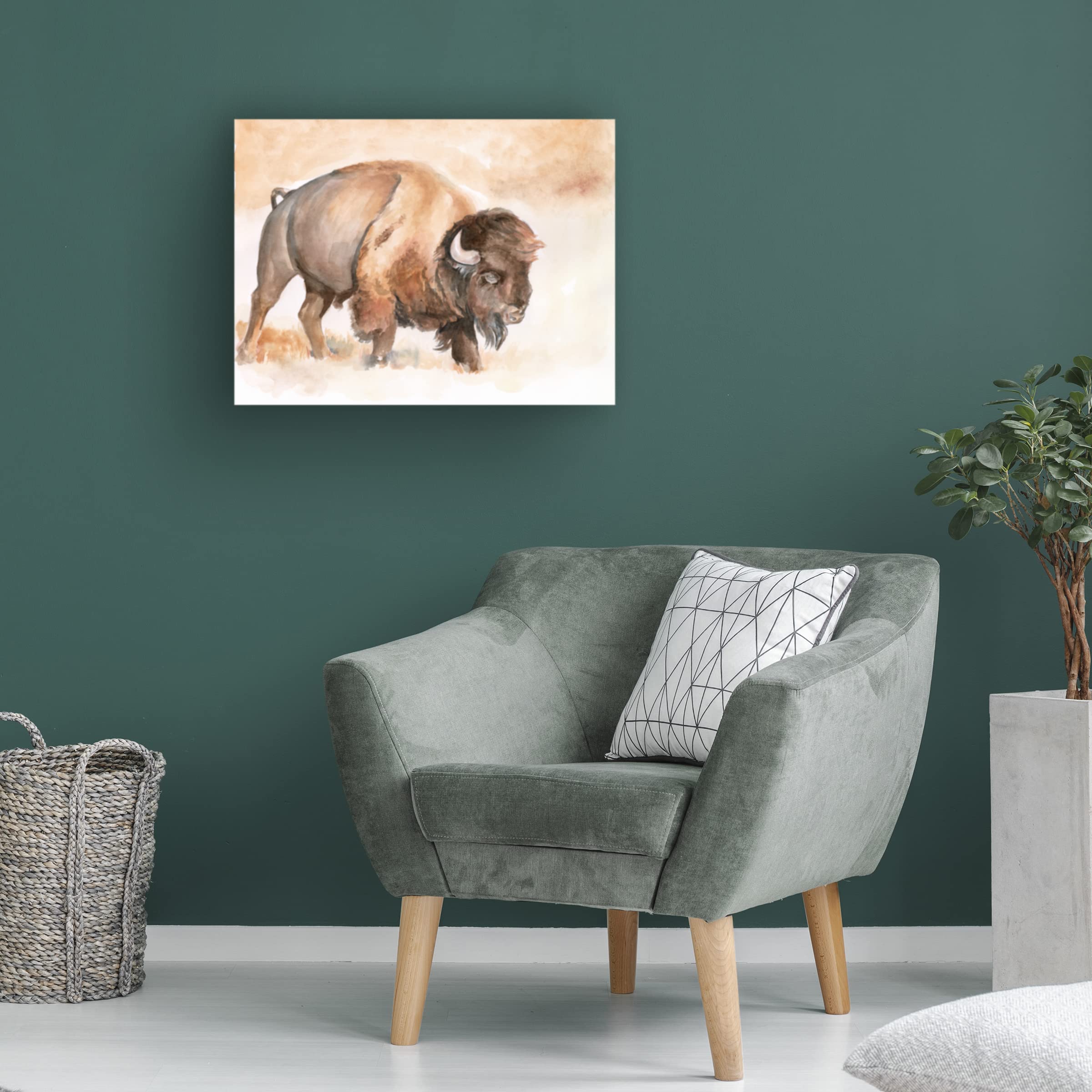 Buffalo Roam II Canvas Art Print by Jennifer Paxton Parker - Western Wildlife Wall Decor for Living Room, Office & Cabin - Premium Trademark Fine Art Collection