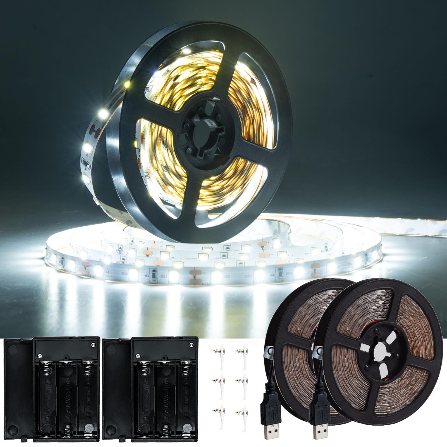 13.2ft Battery Powered LED Strip Lights - Flexible USB Light Strips for Bedroom, DIY, Wedding & Christmas Decor (2 Pack, Non-Waterproof) - Perfect for Gift Giving & Party Lighting