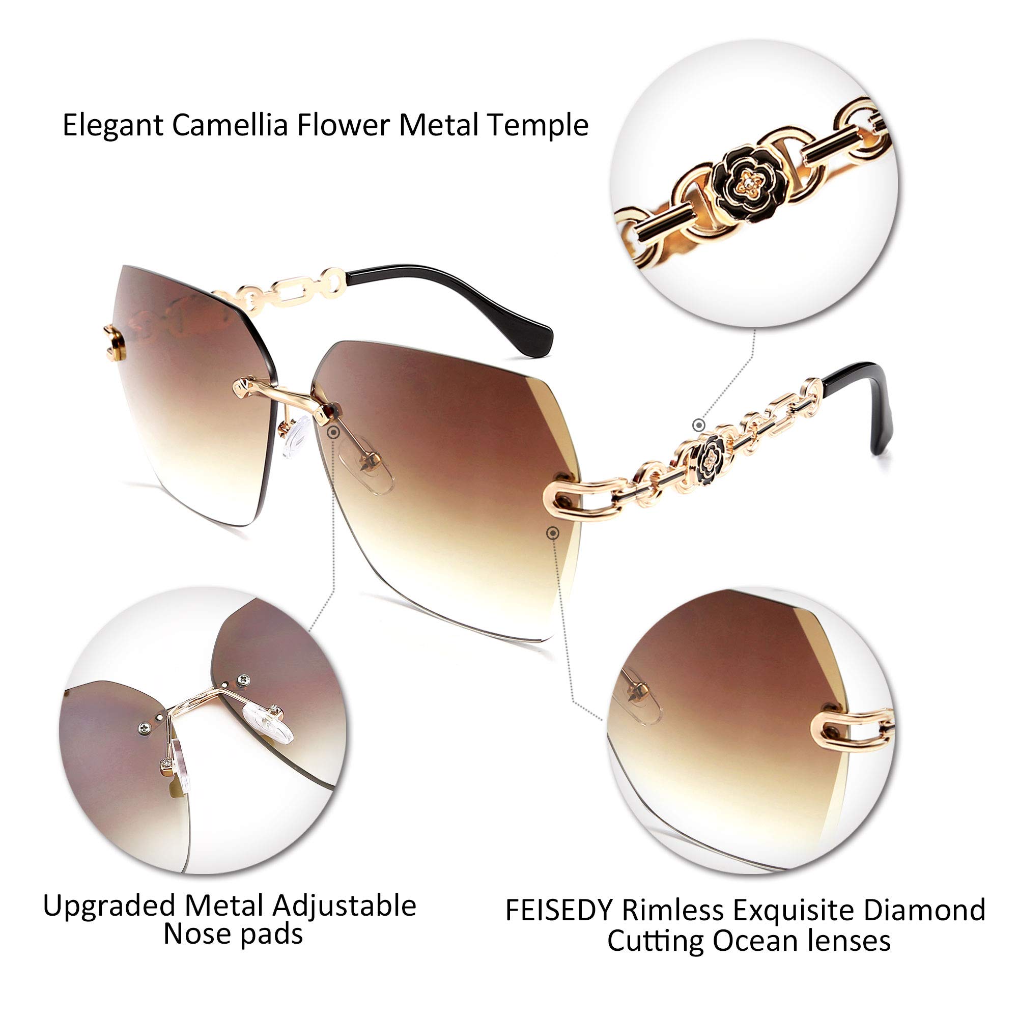 Trendy Hexagonal Rimless Sunglasses for Women - Gradient Lenses for Outdoor Fashion