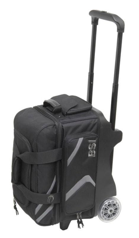 BSI Prime Double Roller Bowling Bag - Black/Charcoal for Men & Women | Durable 2-Ball Bowling Tote with Shoulder Strap | Perfect for League Play & Tournament Travel