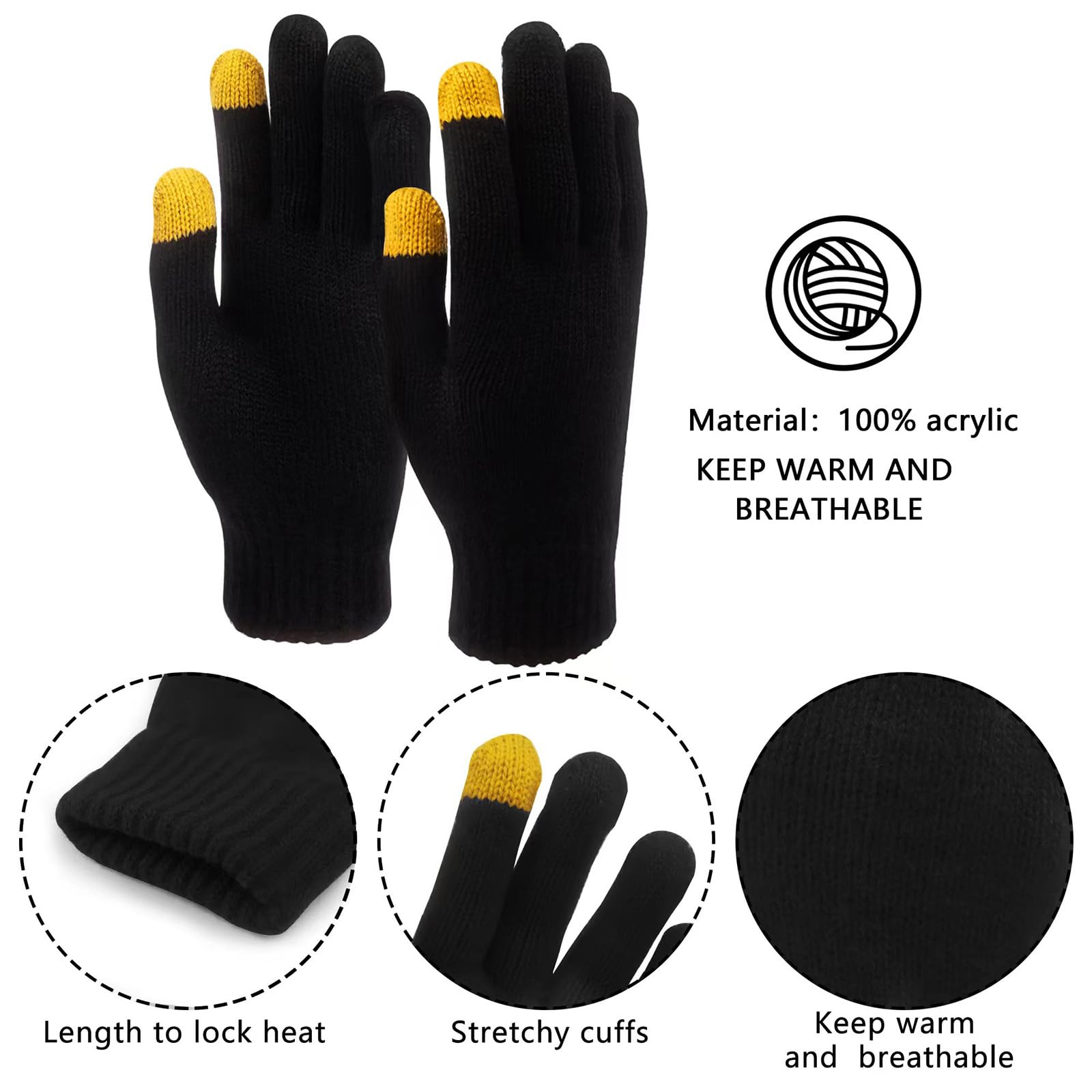 Winter Beanie Hat with Pom Pom for Men & Women - Warm Skull Cap & Gloves Set for Cold Weather - Perfect for Skiing, Snowboarding & Outdoor Activities
