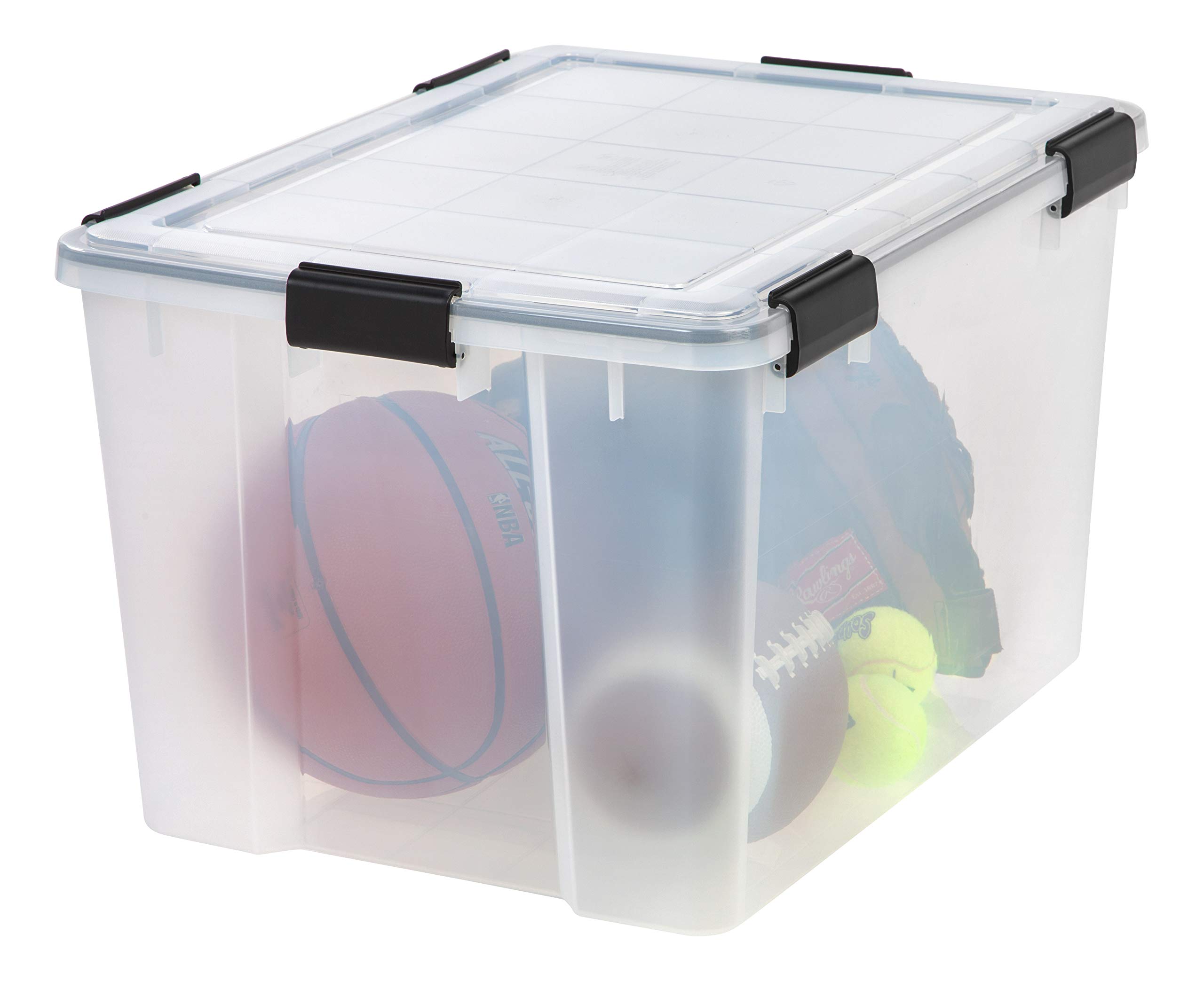 IRIS USA 74 Quart WeatherPro Plastic Storage Bin - 4 Pack with Durable Lid, Secure Latching Buckles & Airtight Seal - Perfect for Home Organization, Garage Storage & Outdoor Gear Protection
