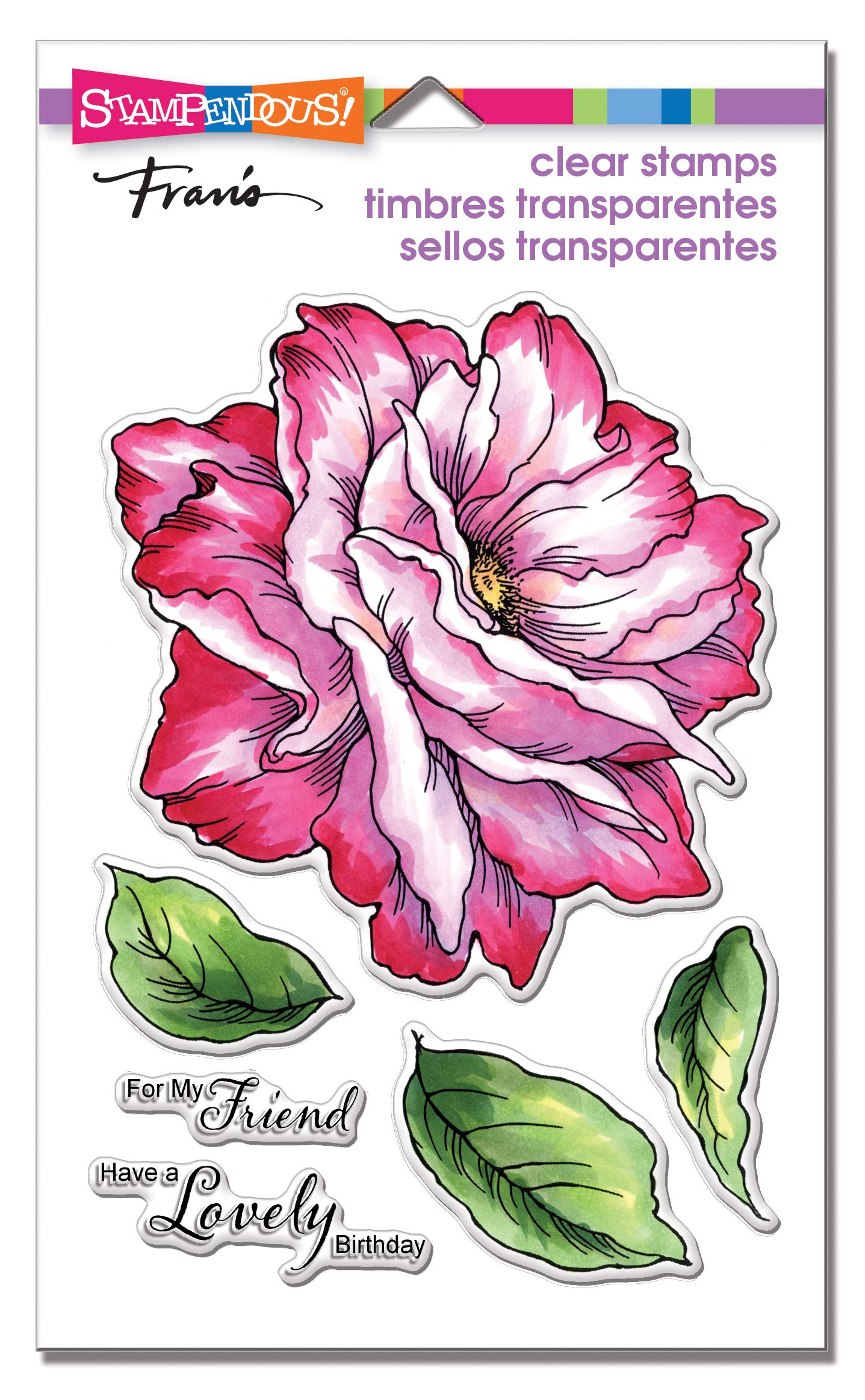 Stampendous Perfectly Clear Stamps - Rose Friend Floral Design for Card Making, Scrapbooking & DIY Crafts | Premium Clear Stamps for Paper Crafting, Invitations & Gift Tags