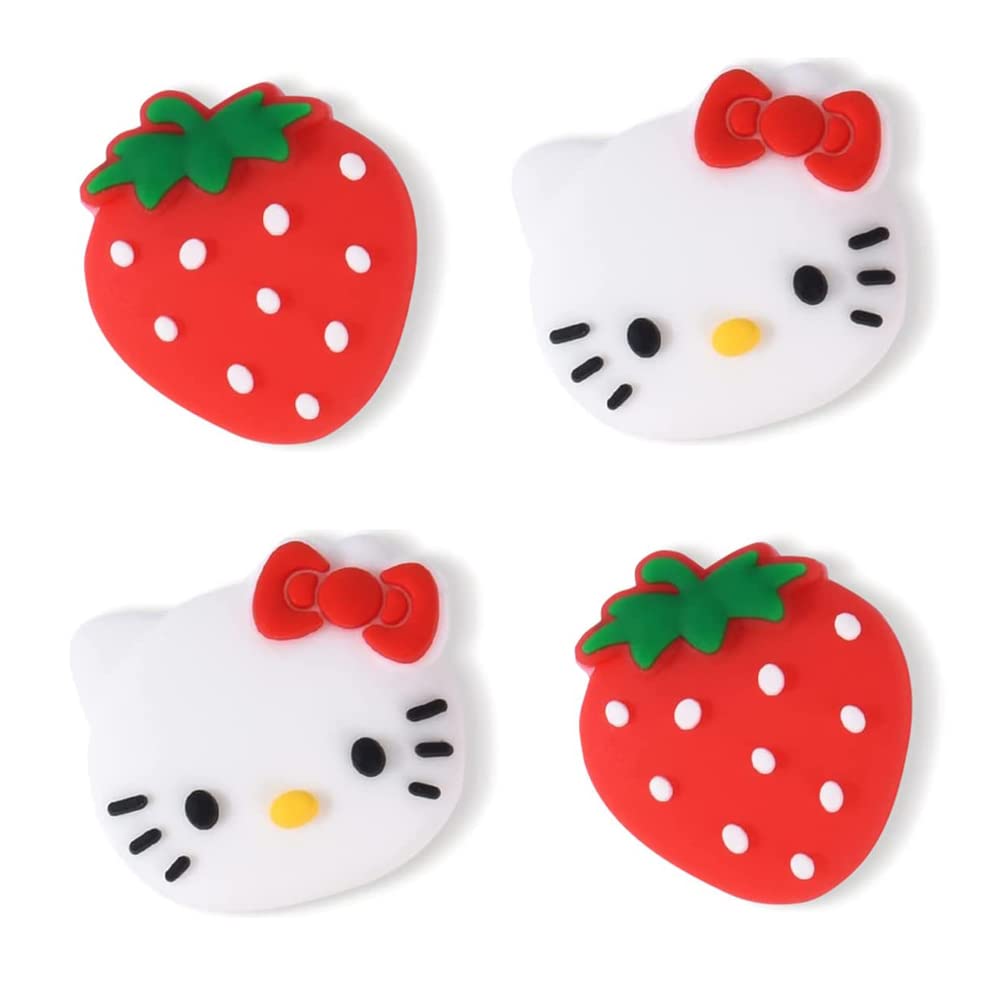 PERFECTSIGHT Switch Thumb Grips Caps - 4 PCS Cute Kitty Joystick Covers for Nintendo Switch Lite/OLED - Analog Stick Button Protectors for Joycon Controllers (Strawberry Design) | Enhance Gaming Comfort & Prevent Wear for Long Play Sessions