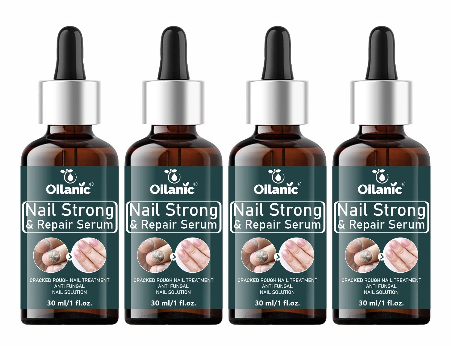Oilanic Nail Growth Serum - 4 Pack (120ml Total) for Stronger, Shiny Nails & Cuticle Care | Natural Nail Strengthener Treatment for Weak, Brittle Nails | Perfect for Manicures, Salon Use & At-Home Nail Care Routine