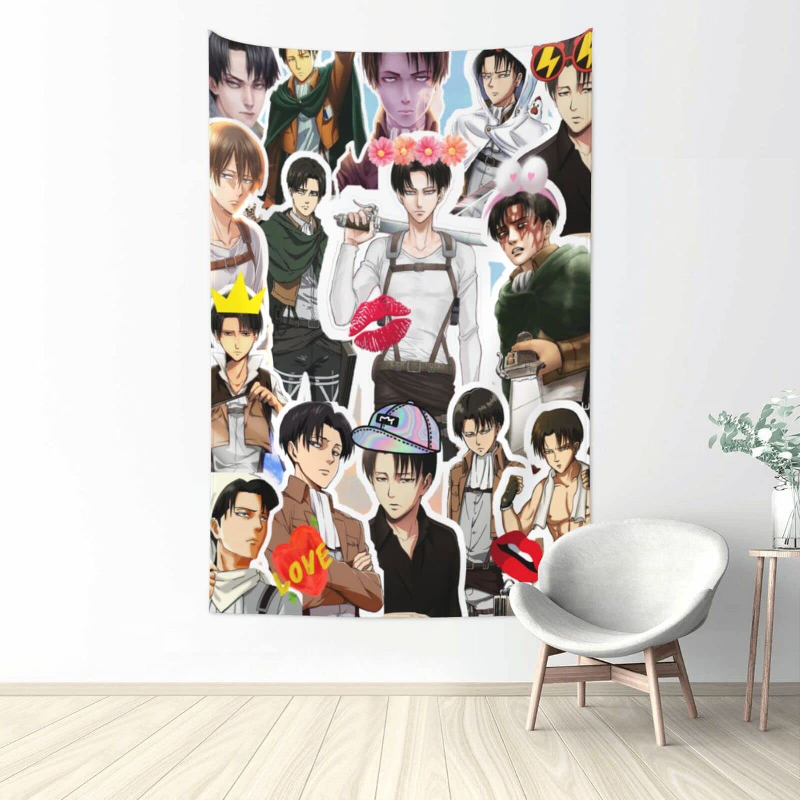 Levi Ackerman Tapestry Wall Hanging - 60x40 Inch Anime Wall Art Decor for Bedroom, Dorm, Living Room | Custom Printed Blanket for Home & Office Decoration