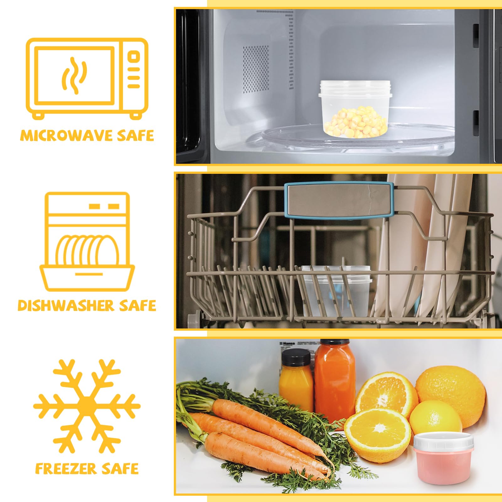 10-Pack 4oz Reusable Plastic Food Storage Containers with Screw Lids - BPA-Free Small Freezer-Safe Deli Containers, Stackable Sauce & Condiment Jars for Meal Prep, Lunch Box, Pantry Organization & Kitchen Storage