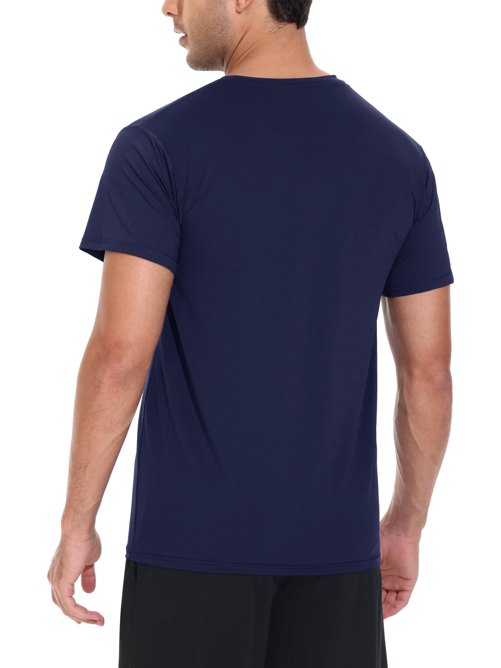 3 Pack Men's Dry Fit Moisture Wicking UPF 50+ Sun Protection Athletic T-Shirts - Gym, Running, Hiking & Outdoor Activities