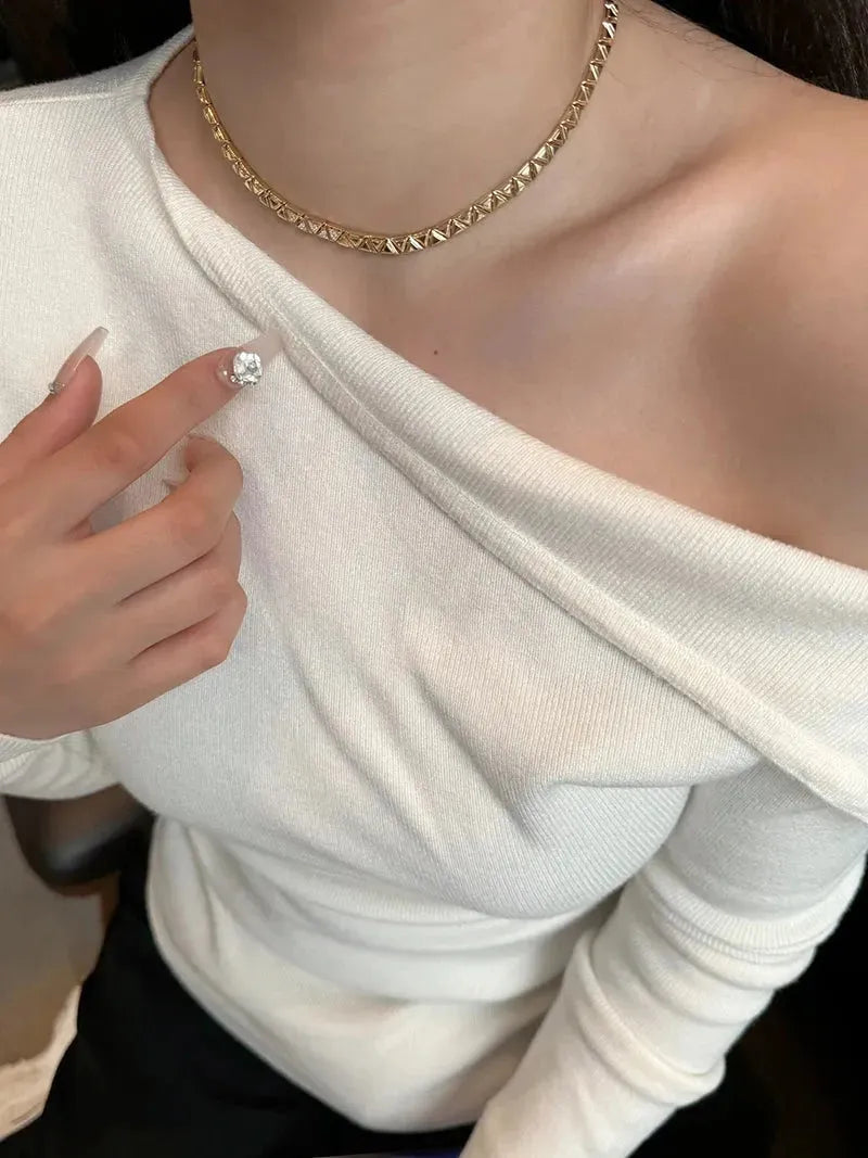 18K Yellow Gold Diamond Necklace for Women - 4.5mm Wide Luxury Chain with Natural Diamonds - Perfect for Senior Banquets, Weddings & Special Occasions