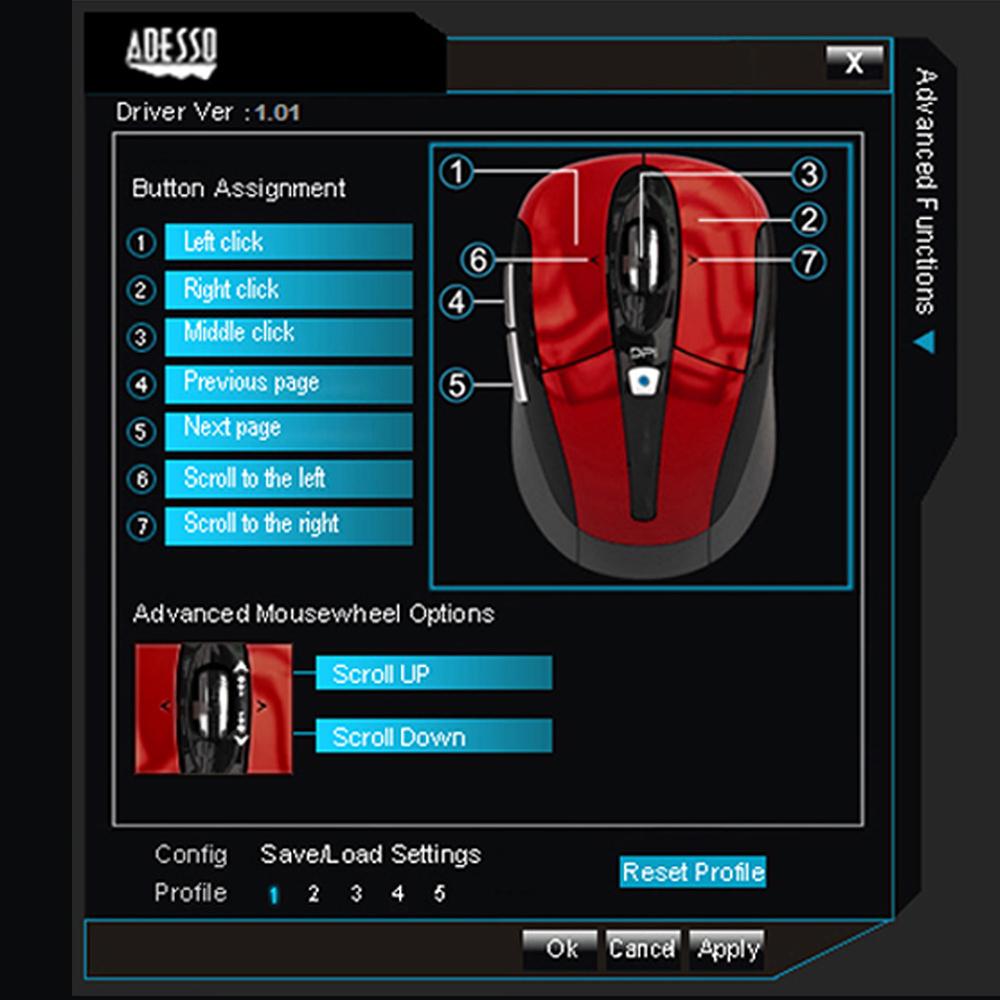 Adesso iMouse S60B 2.4GHz Wireless Programmable Nano Mouse - Ergonomic Computer Mouse for Laptop, PC, Gaming & Office Use