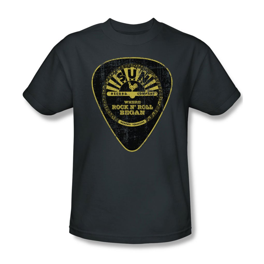 Sun Records Vintage Guitar Pick T-Shirt for Adults - Charcoal XX-Large | Rock Music Fan Apparel for Concerts & Casual Wear