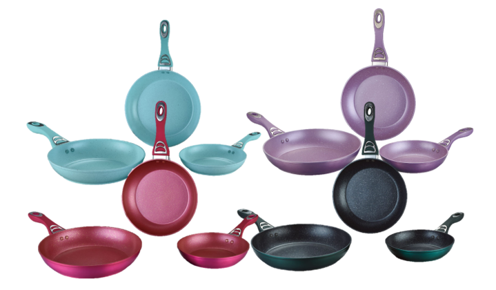 3-Piece Nonstick Marble Coated Frying Pan Set - Durable Aluminum Cookware for Sauteing, Frying & Cooking - Perfect for Home Kitchen, Restaurant & Camping Use