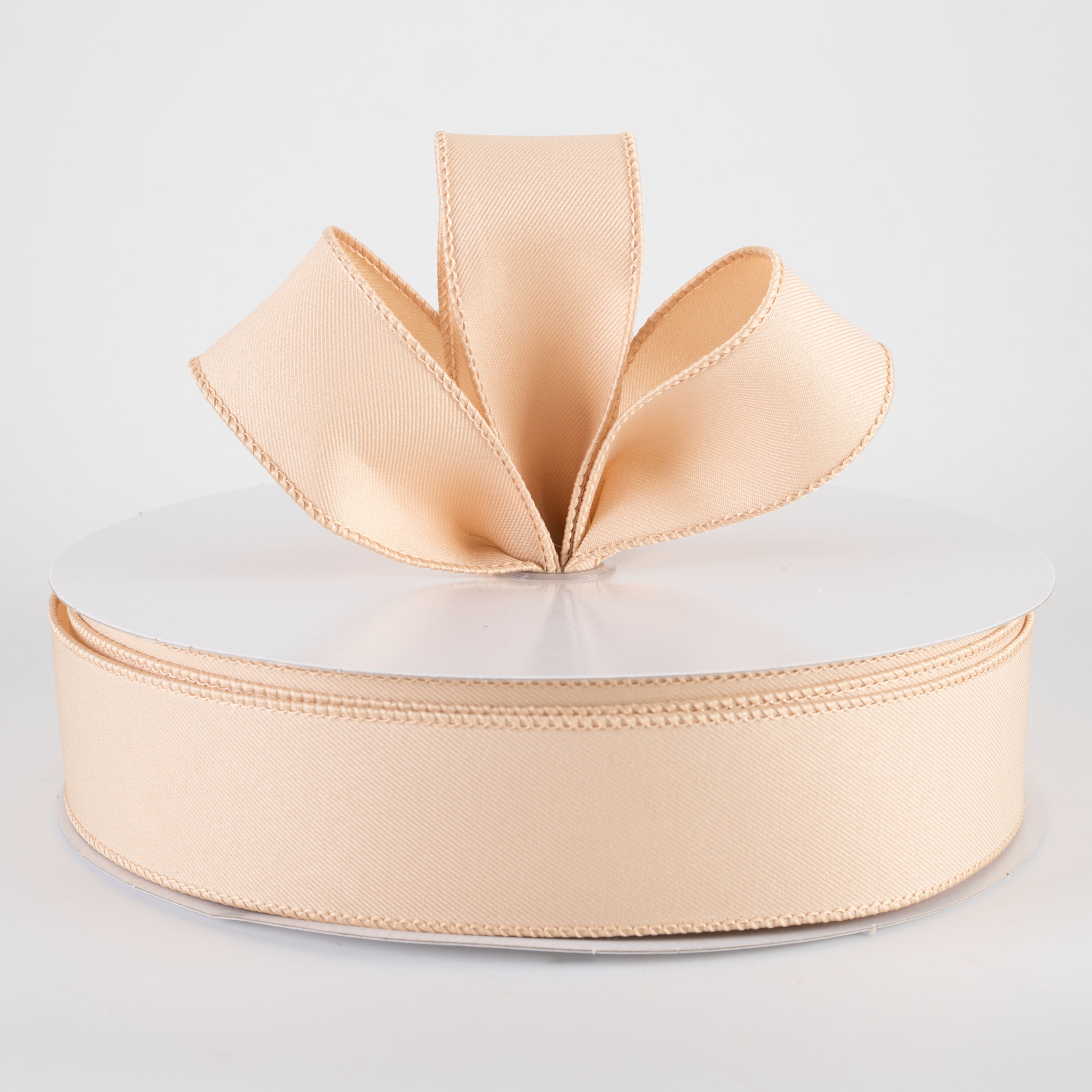 1.5 Inch Diagonal Weave Fabric Ribbon - Light Beige (50 Yards) for Gift Wrapping, DIY Crafts, Hair Bows, and Home Decor