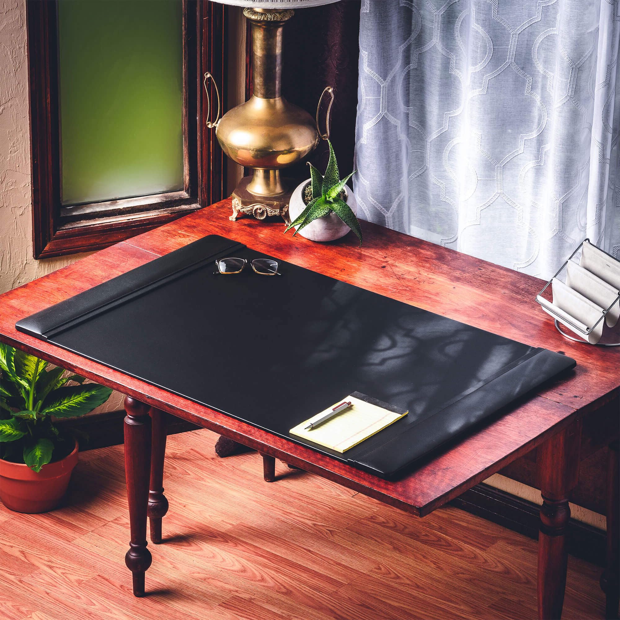 Premium Black Leather Desk Pad & Protector - 38