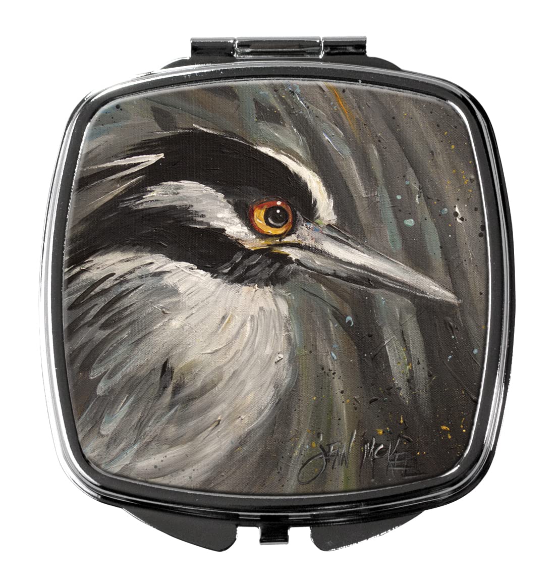 Caroline's Treasures JMK1219SCM Night Heron Compact Mirror - Decorative Travel Makeup Mirror for Women & Girls, Perfect Gift Idea, Portable Folding Handheld Mirror for Purse or Makeup Bag - Ideal for Travel, Home Vanity, and On-the-Go Touch Ups