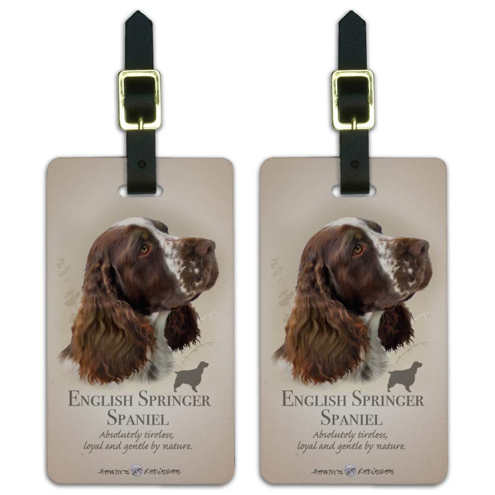 English Springer Spaniel Dog Breed Luggage ID Tags - Personalized Pet Travel Accessories for Carry-On Bags, Set of 2 - Perfect for Airplane Travel & Vacation Identification