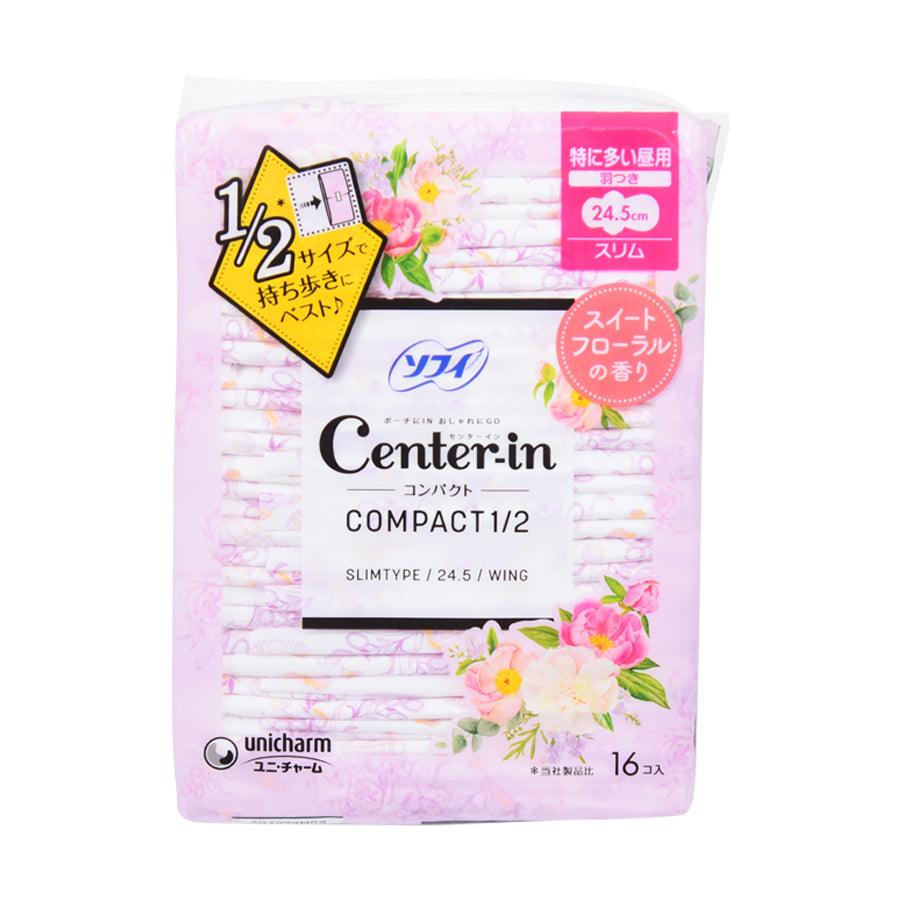 SOFY Center In Compact Sweet Hday 24.5cm (16pcs) - Ultra Thin Sanitary Pads for Women, Comfortable & Absorbent Daily Protection - Perfect for Work, Travel and Active Lifestyles