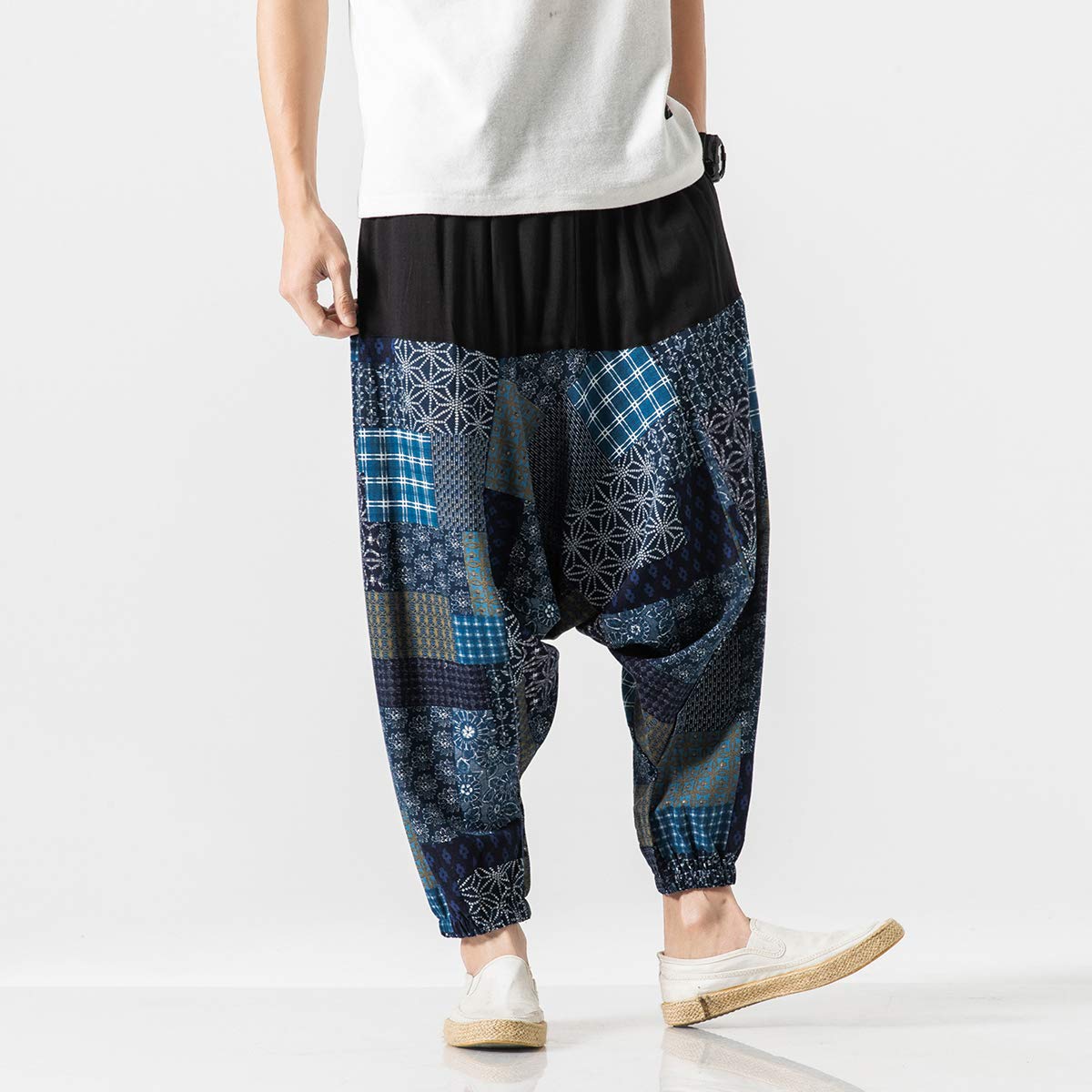 Seidarise Men's Harem Pants - Drop Crotch Lounge Pants, Plus Size Genie Pants & Yoga Joggers for Men - Comfortable Balloon Pants for Meditation, Yoga, and Casual Wear