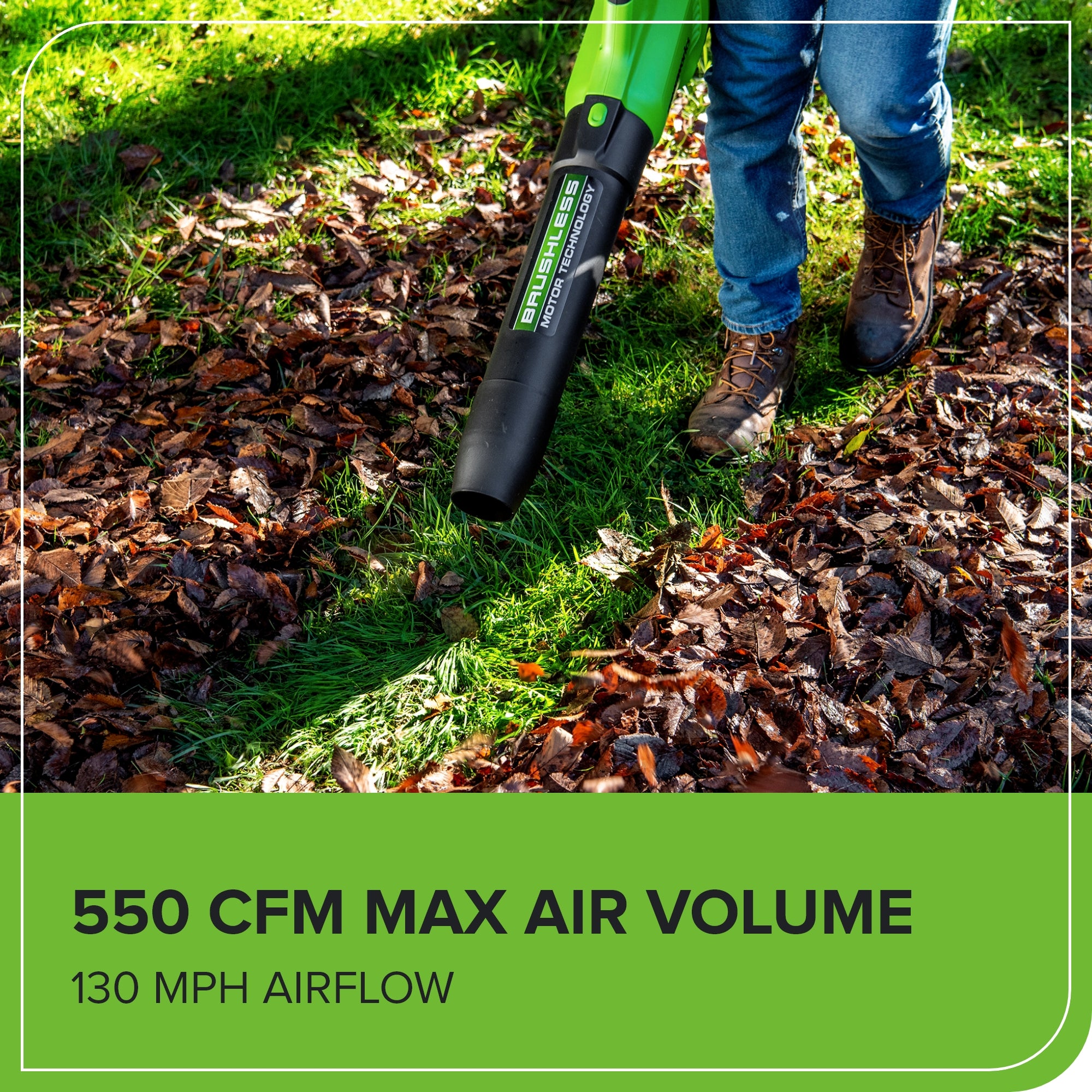 40V 550 CFM Cordless Battery Leaf Blower (Tool Only) - Powerful Yard Cleanup for Leaves, Grass & Debris - Ideal for Home, Garden & Lawn Maintenance