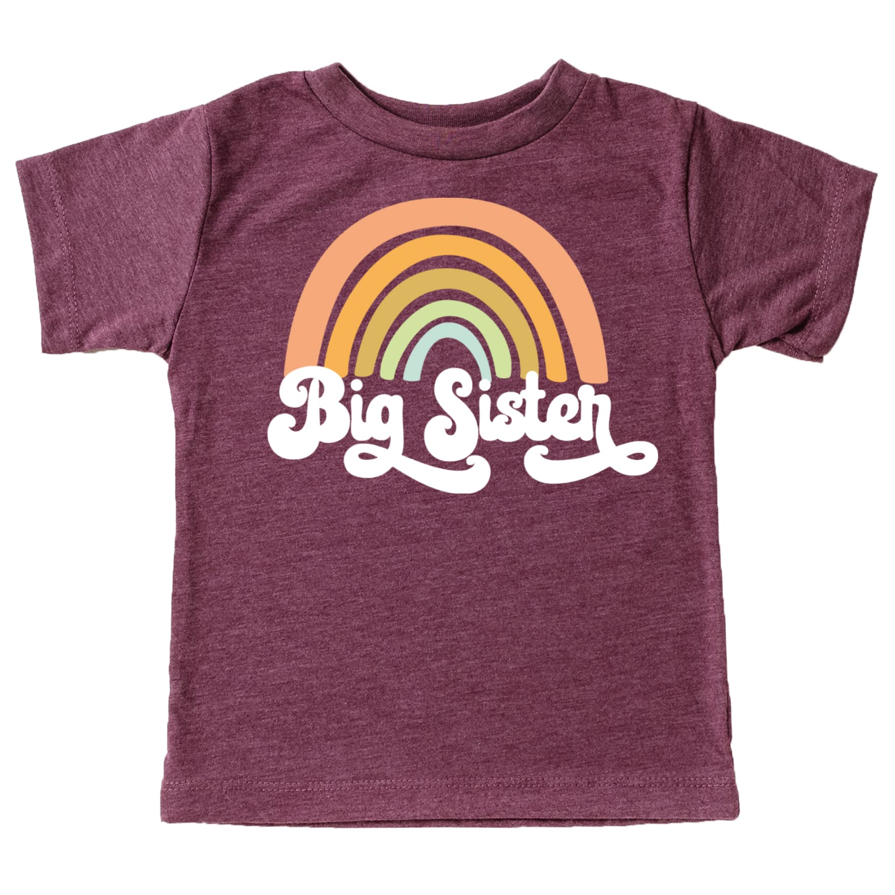 Retro Rainbow Big Sister Sibling Reveal Announcement T-Shirt for Baby & Toddler Girls - Matching Sibling Outfits for Gender Reveal, Pregnancy Announcement & Family Photos