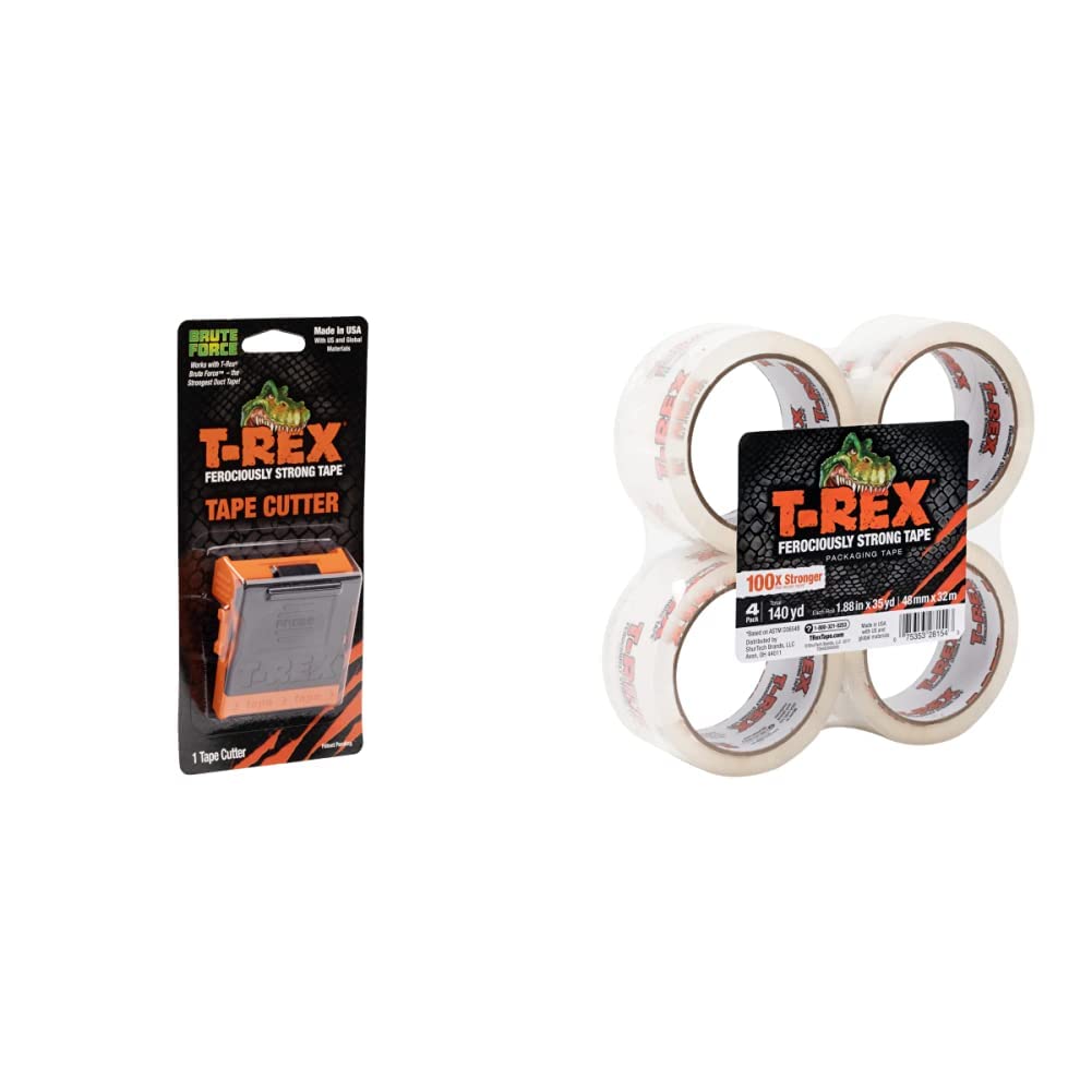 T-Rex 286748 Heavy Duty Tape Cutter for 2 Inch Packing Tapes – Compatible with Standard Tape Rolls (Tape Not Included), Durable Black/Orange Design – Perfect for Shipping Boxes, Moving Supplies & Warehouse Packaging