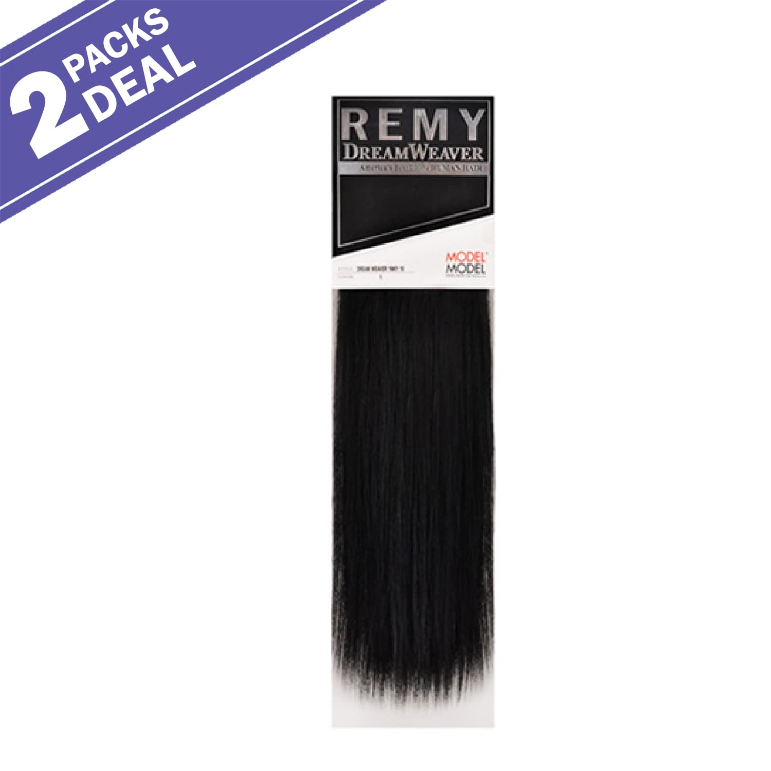 Model Model Dream Weaver Yaky Human Hair Weave - 16 Inch (Pack of 2) 1B Natural Black - Perfect for Protective Styles, Braids & Extensions