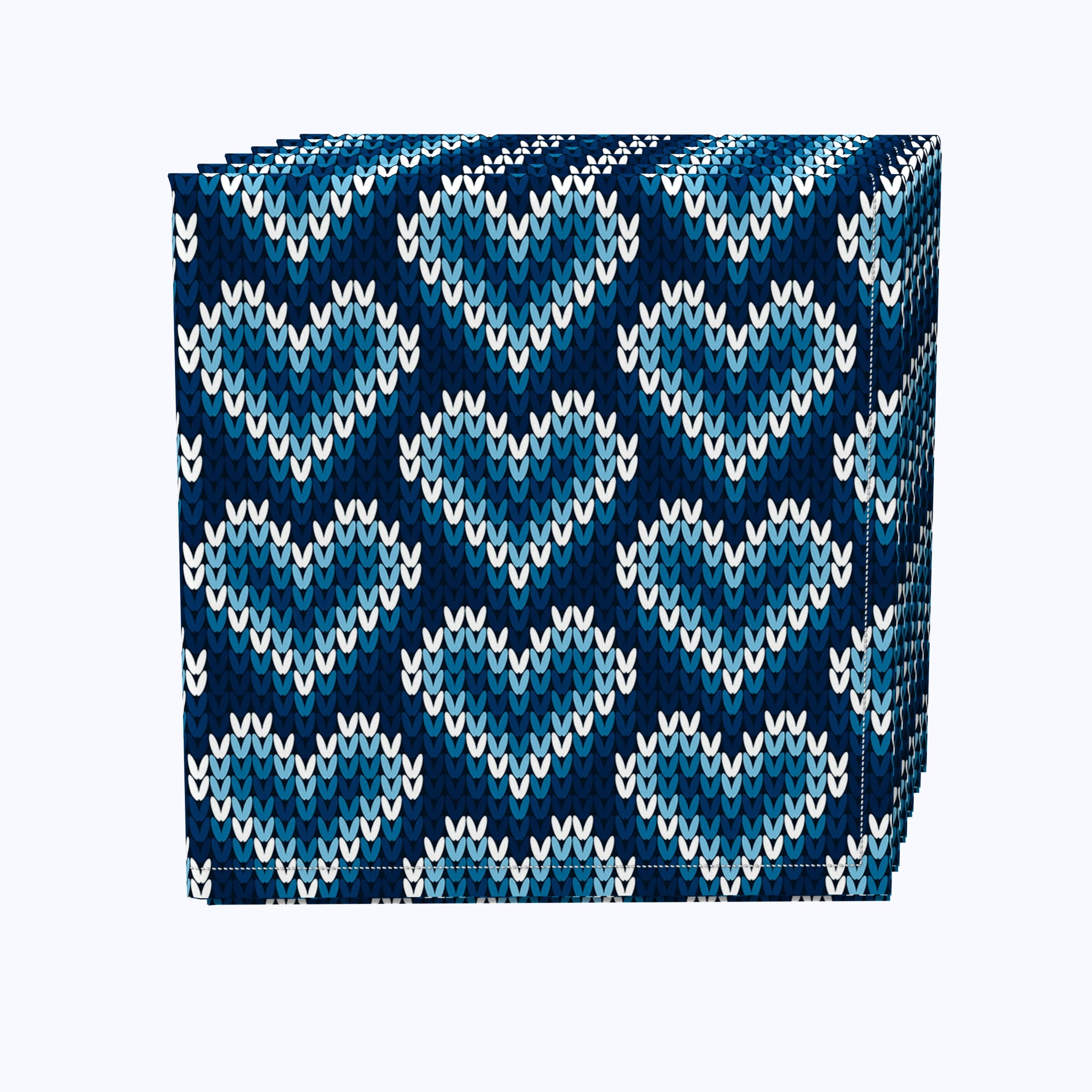 Blue Heart Cross Stitch Napkins - Elegant Handmade Embroidery Kitchen Linens for Dining Table Decor, Wedding & Party Supplies