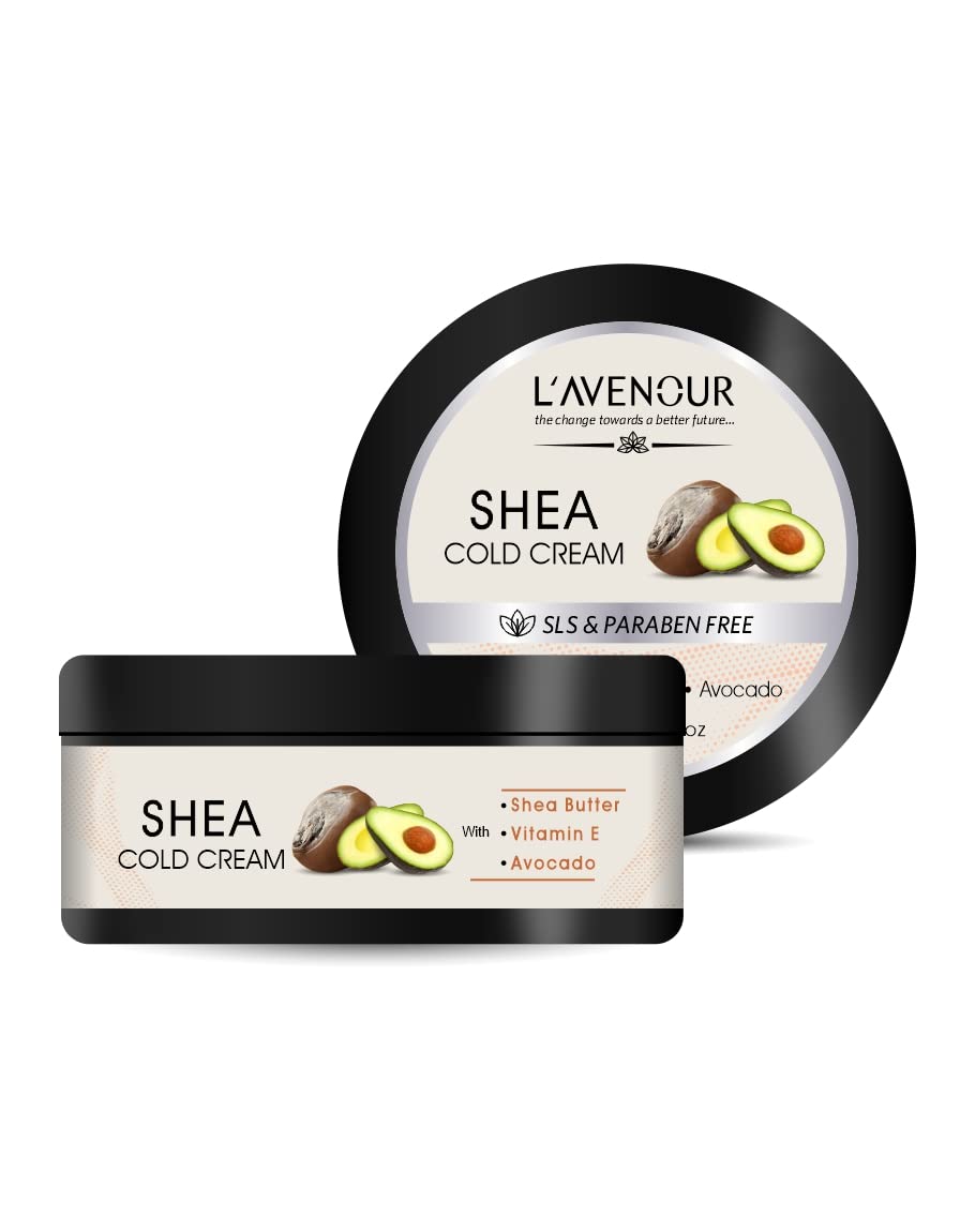 L'avenour Shea & Aloe Vera Cold Cream for Dry Skin - Vitamin E Enriched with Shea Butter, Aloe Vera, Avocado - SLS & Paraben Free Moisturizing Cream for Hands & Body - 200ml (Pack of 2) | Perfect for Winter Care, Night Routine & Sensitive Skin Hydration