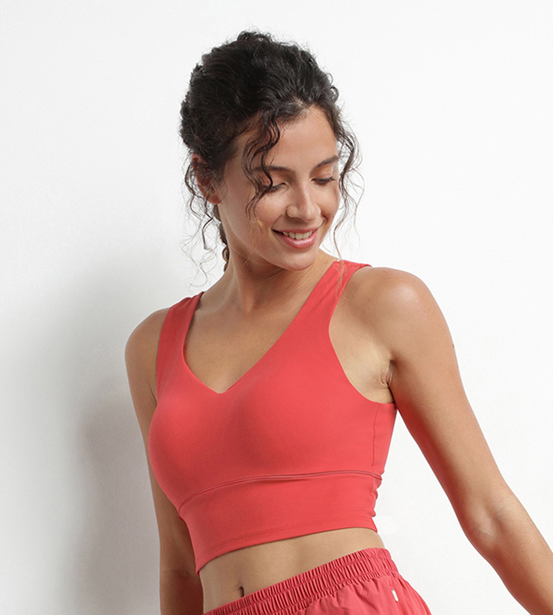 Sculpting Longline Microfiber Bra - Red Dim Move | Comfortable Support for Yoga, Workouts & Everyday Wear