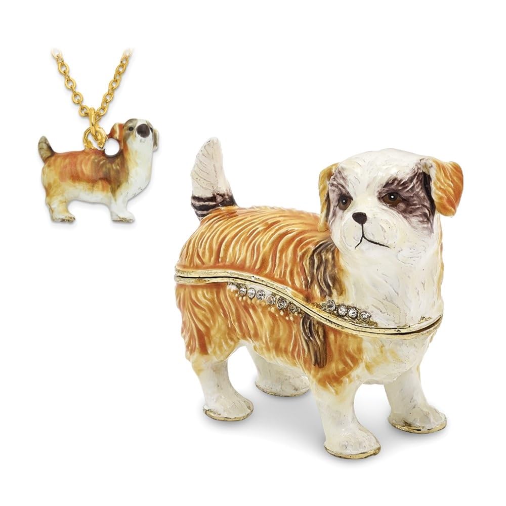 Luxury Bejeweled Sally Shih Tzu Trinket Box with Diamonds - Perfect for Jewelry Storage, Home Decor & Gift Giving