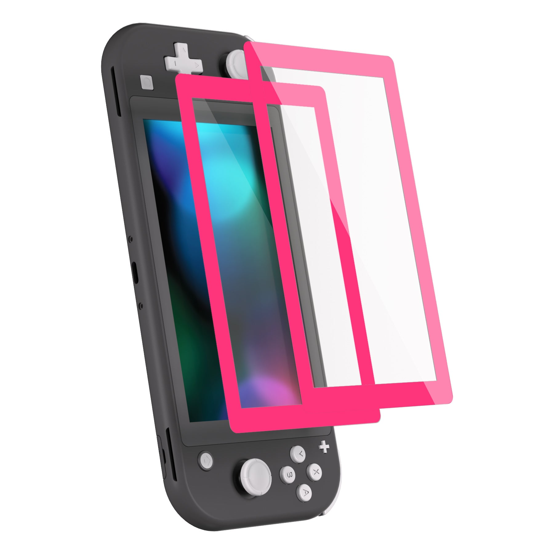eXtremeRate 2 Pack Anti-Scratch Clear HD Tempered Glass Screen Protector for Nintendo Switch Lite - Bright Pink | High Clarity Protection for Gaming, Travel & Everyday Use