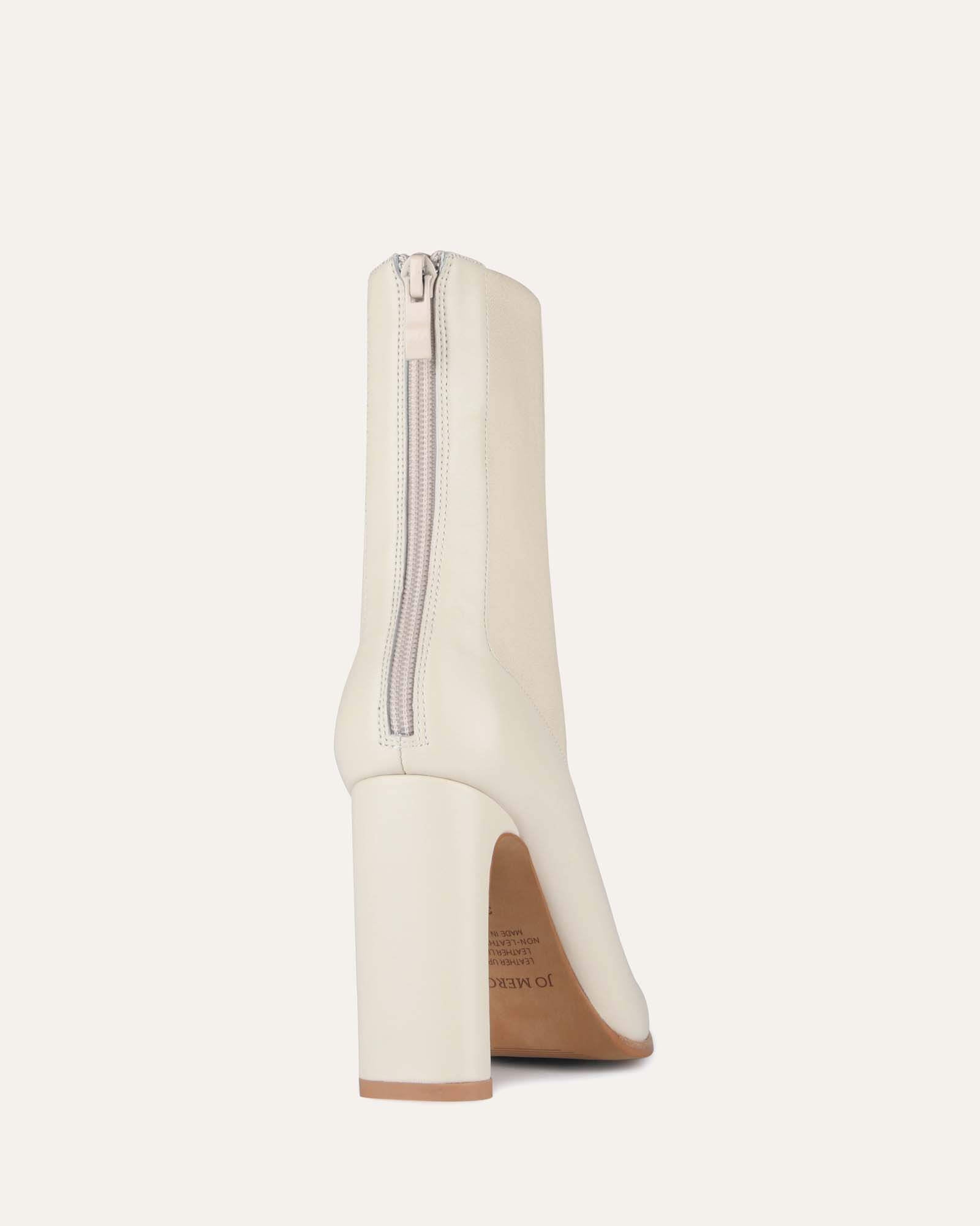 June High Ankle Boots - Women's Off-White Leather Chunky Heel Booties for Fall & Winter Fashion | Perfect for Office, Date Night & Casual Outfits