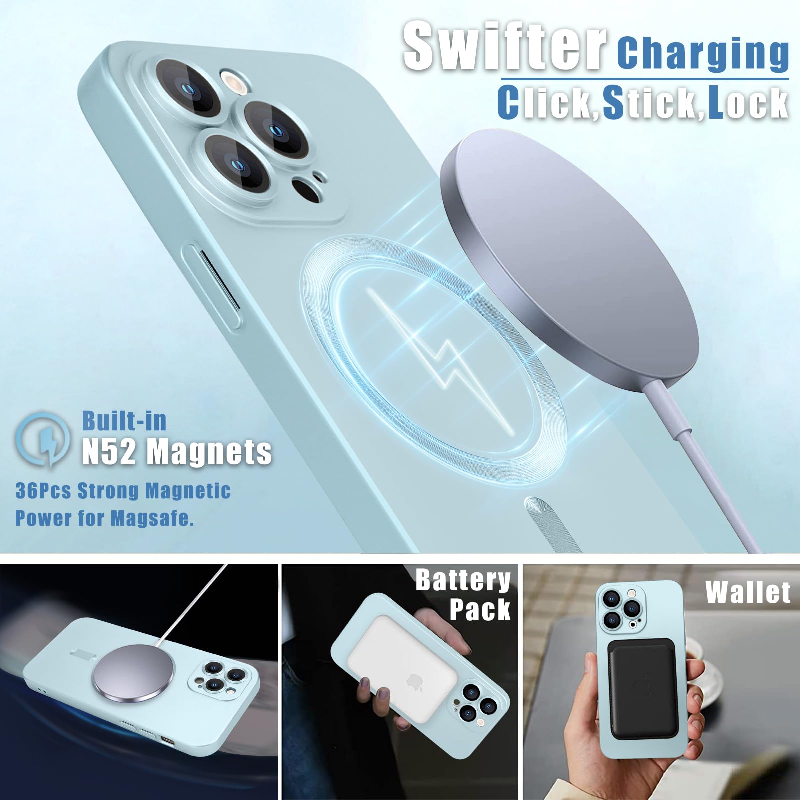 Magnetic iPhone 12 Pro Case with Detachable Lens Protector - Shockproof Matte Slim Soft Cover | Full Camera Protection & Magsafe Compatible for iPhone 12 Pro 6.1