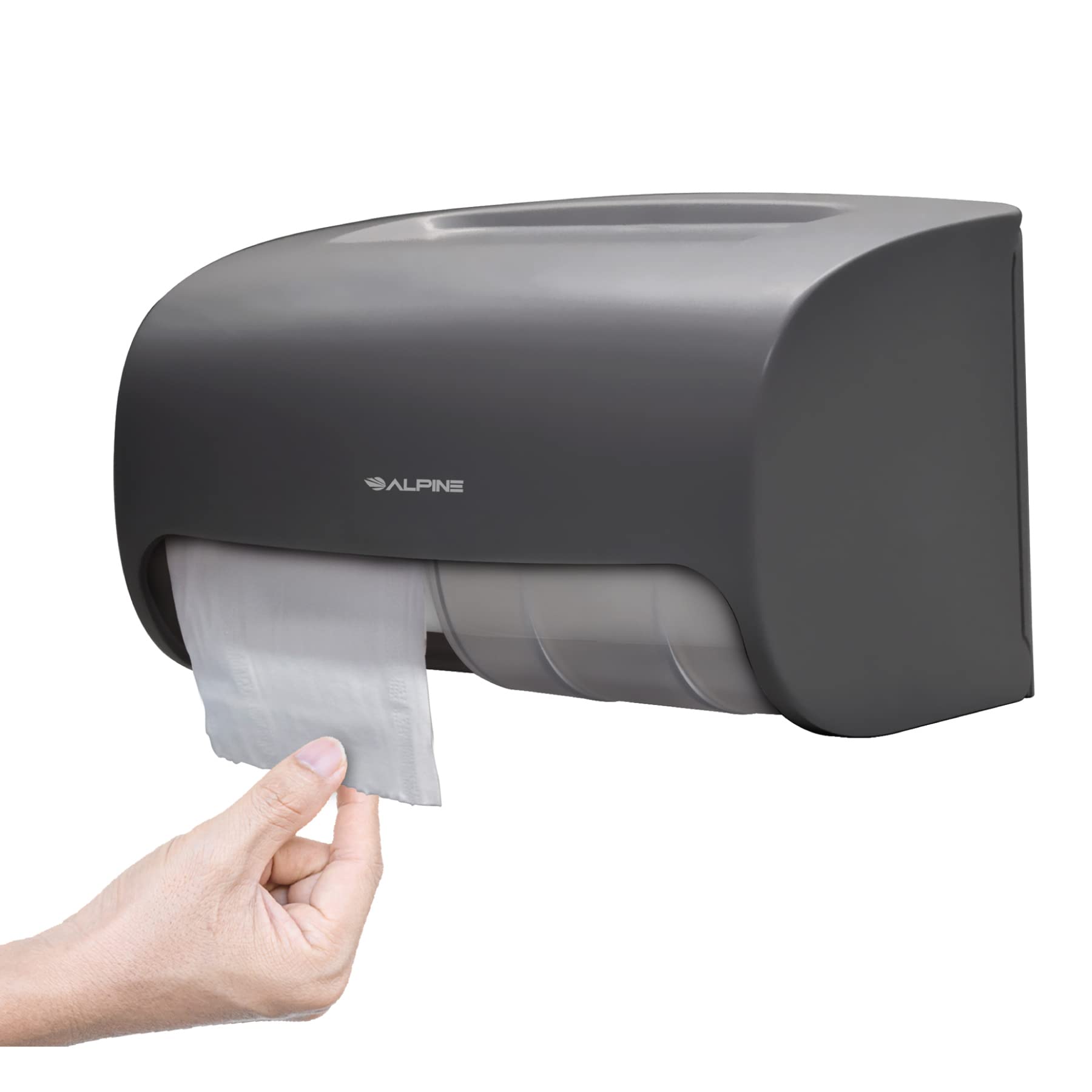 Alpine Commercial Toilet Paper Dispenser - Heavy Duty Wall Mounted Double Roll Holder for High Traffic Restrooms | Perfect for Offices, Schools & Public Restrooms with Less Frequent Paper Roll Refills
