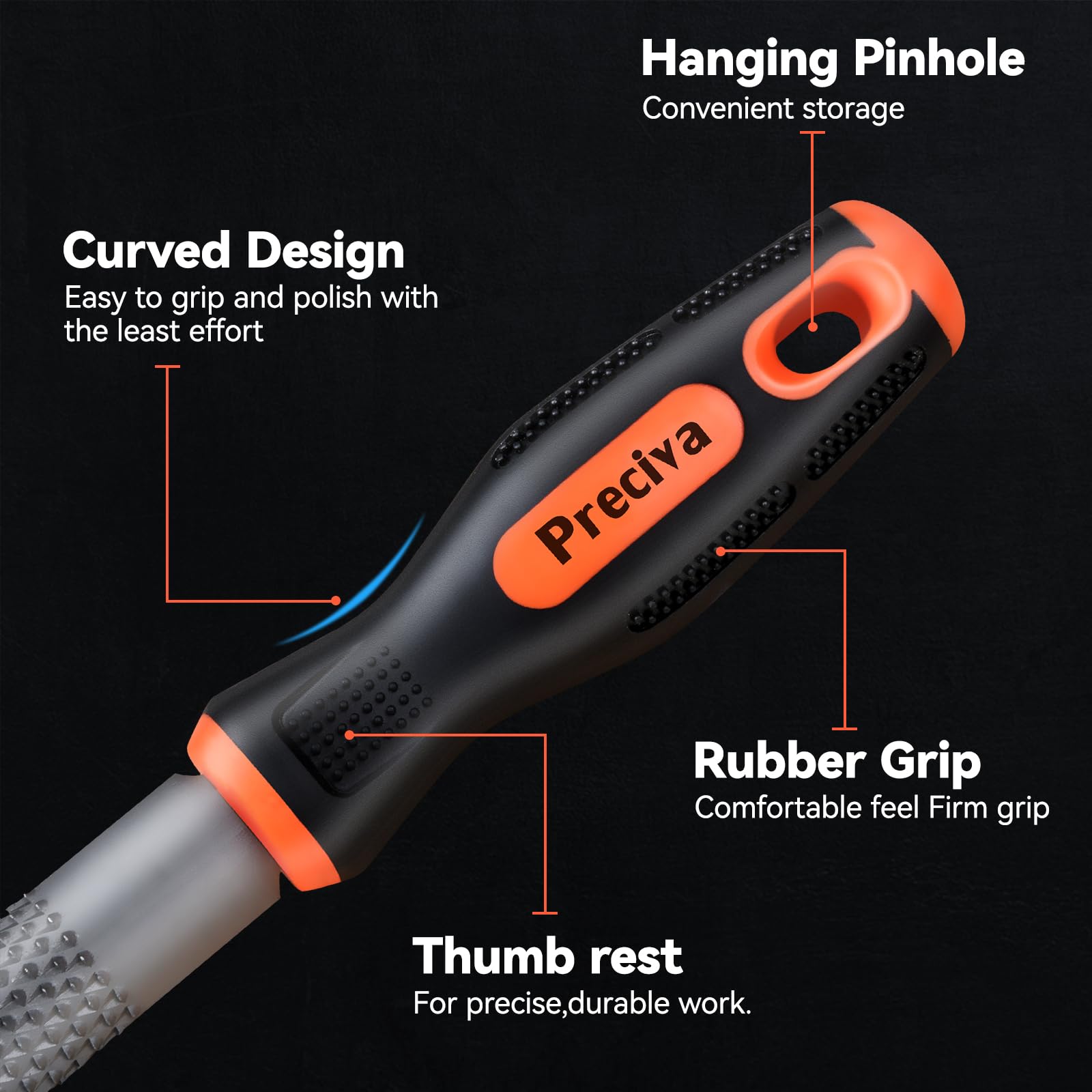 Preciva 3-Piece High Carbon Steel Wood Rasp File Set - Flat, Round & Half Round Files for Woodworking, Carving & DIY Projects | Perfect for Wood Shaping, Smoothing & Finishing