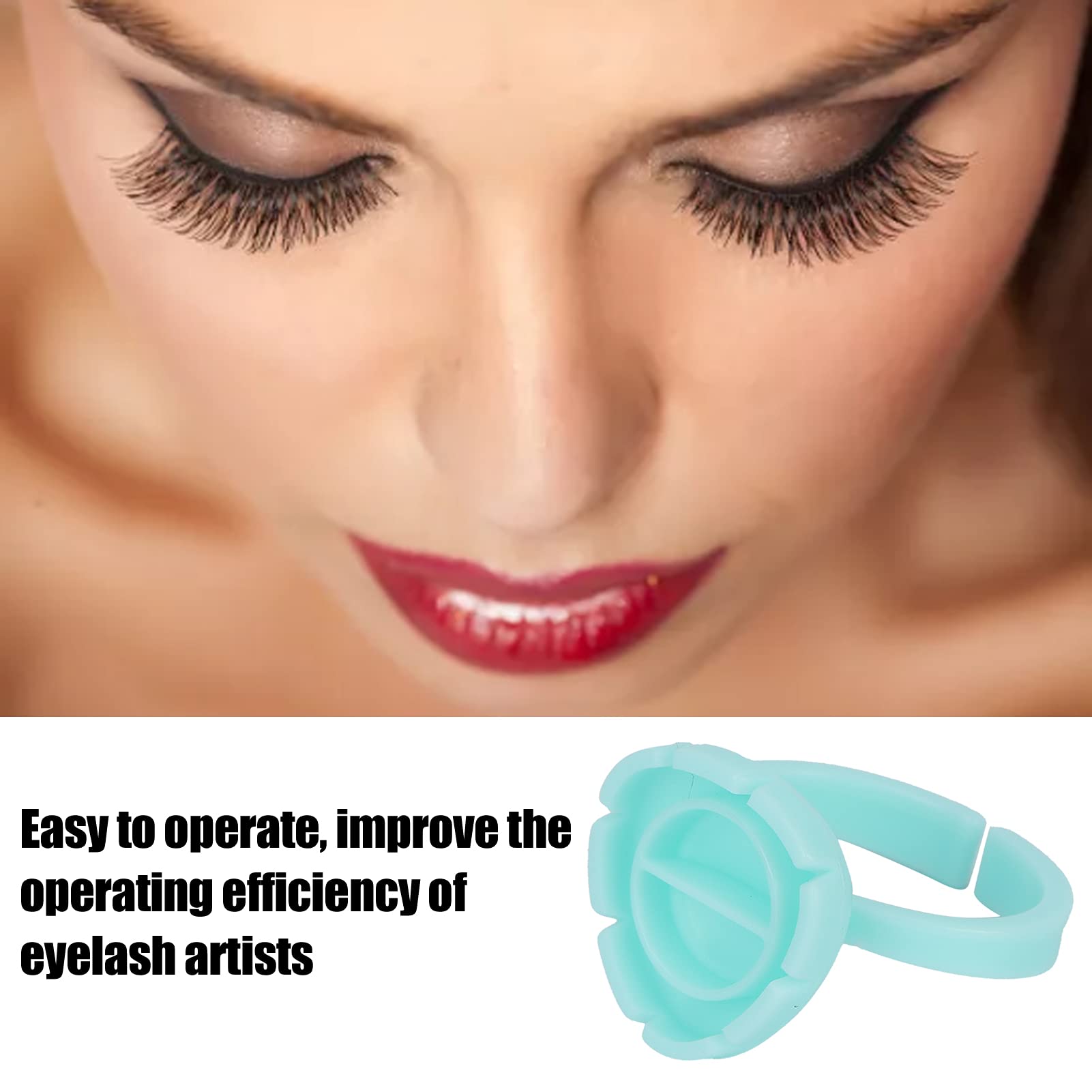 100pcs Disposable Eyelash Extension Glue Ring Holder Cups - Portable Lash Glue Trays for Professional & DIY Lash Artists - Perfect for Salon, Home Use & Travel (Light Blue)