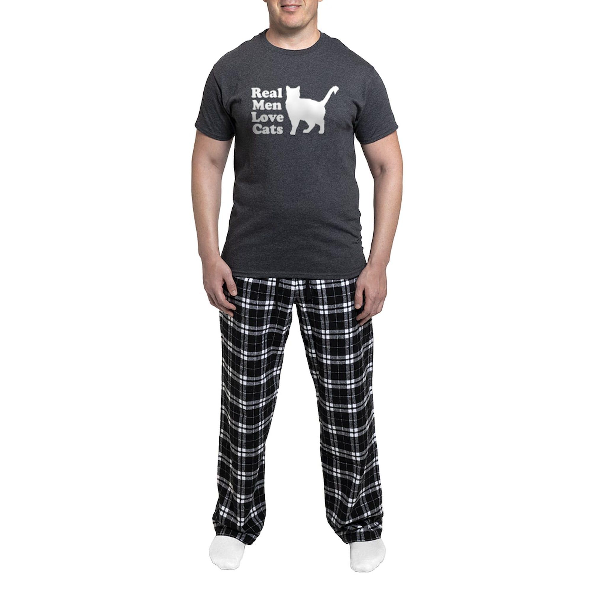 Real Men Love Cats Men's Charcoal Pajama Set - Comfortable Sleepwear for Cat Lovers - Perfect for Lounging, Sleepovers & Gifts