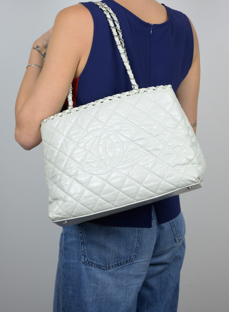 Chanel Quilted Leather Handbag in Ice White - Luxury Designer Purse for Women, Perfect for Parties, Work & Everyday Use