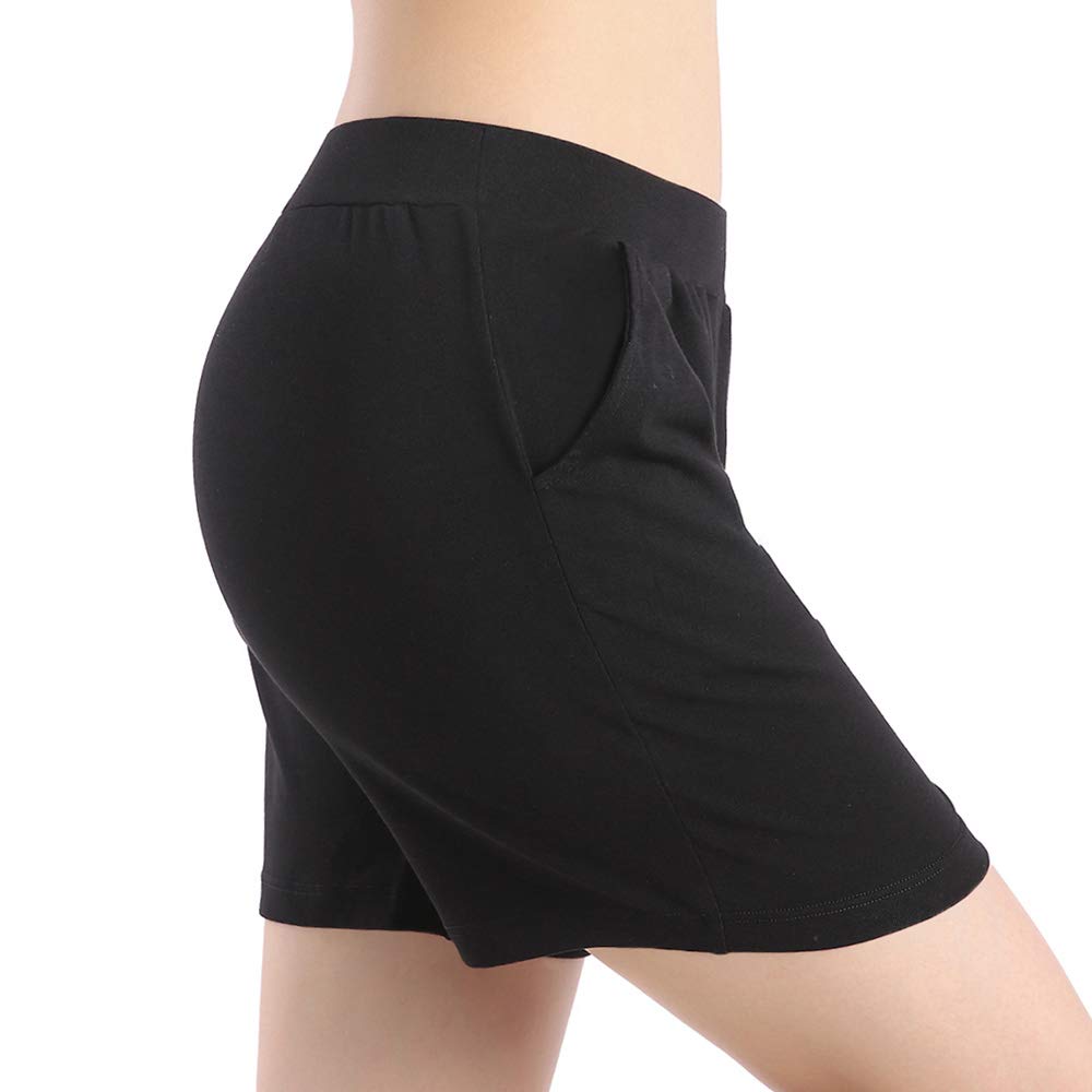 QingWan Women's Athletic Shorts with Pockets - High Waist Elastic Gym Yoga Running Short Pants for Workout, Lounge & Summer Wear