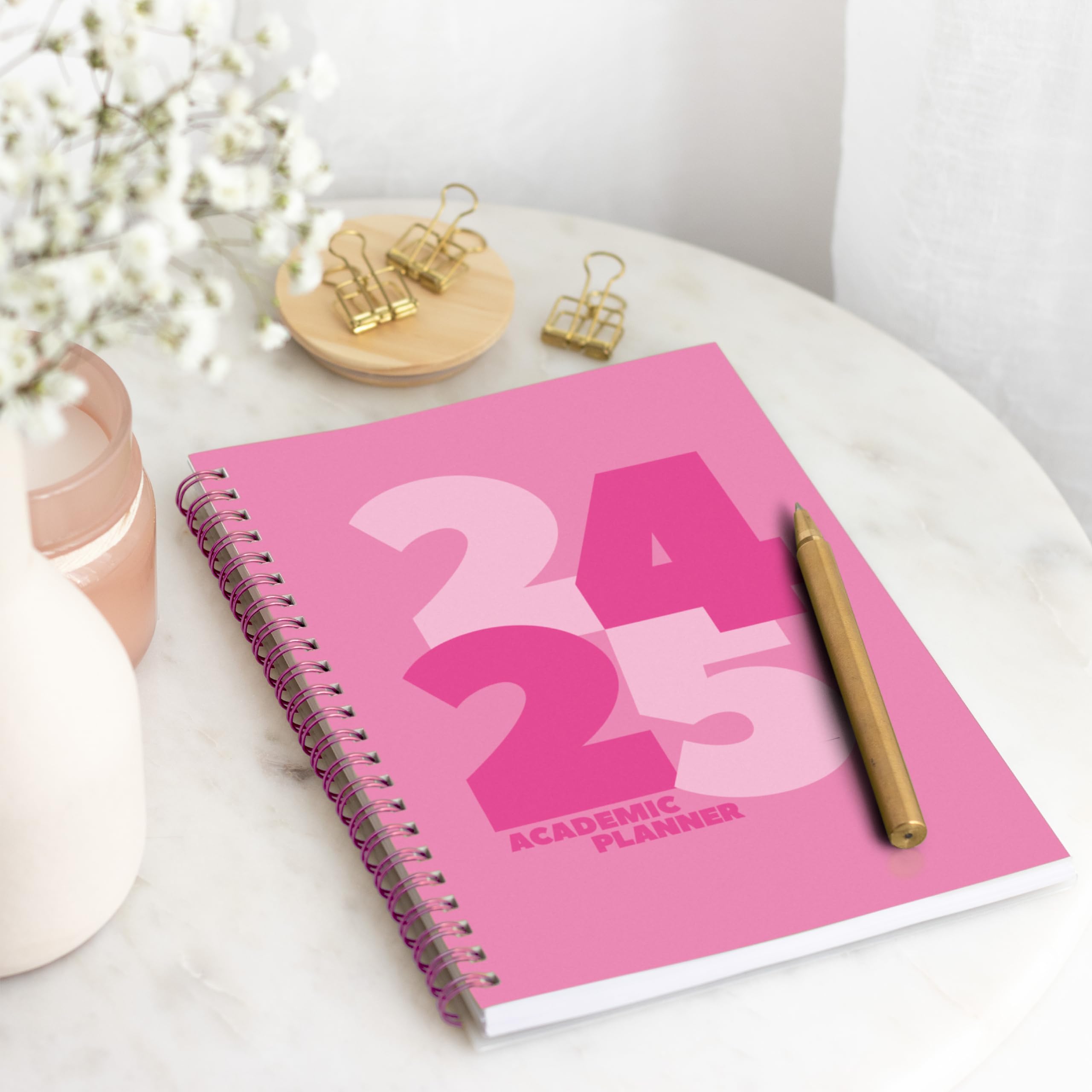 Riley's 2024-2025 Academic Planner - 18-Month Weekly & Monthly Organizer with Sturdy Cover, Notes Pages & Twin-Wire Binding (8x6 Inch, Pink) - Perfect for Students, Teachers & Professionals