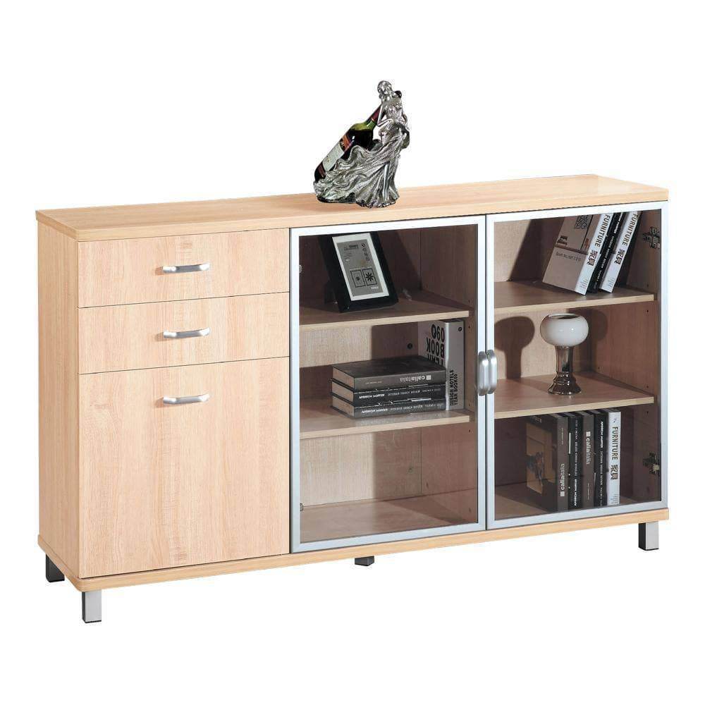 Lucetta Solid Maple Wood Buffet Hutch - 1.5m Wide Rustic Dining Room Storage Cabinet for China Display, Kitchen Organization & Home Decor