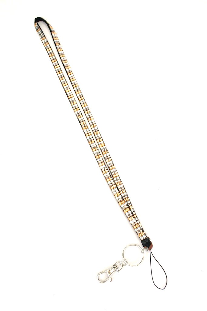 Rhinestone Lanyard with ID Holder & Keychain - Rainbow Peach for Nurses, Doctors, Students
