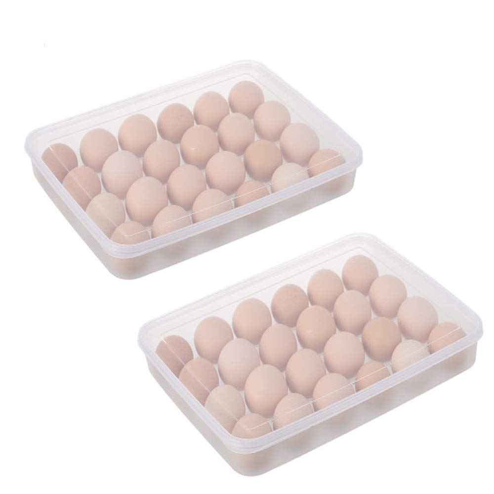 2-Pack Clear Plastic Refrigerator Egg Storage Trays - 24-Capacity Egg Holder Container with Lid for Deviled Eggs, Perfect for Kitchen Organization & Party Food Prep