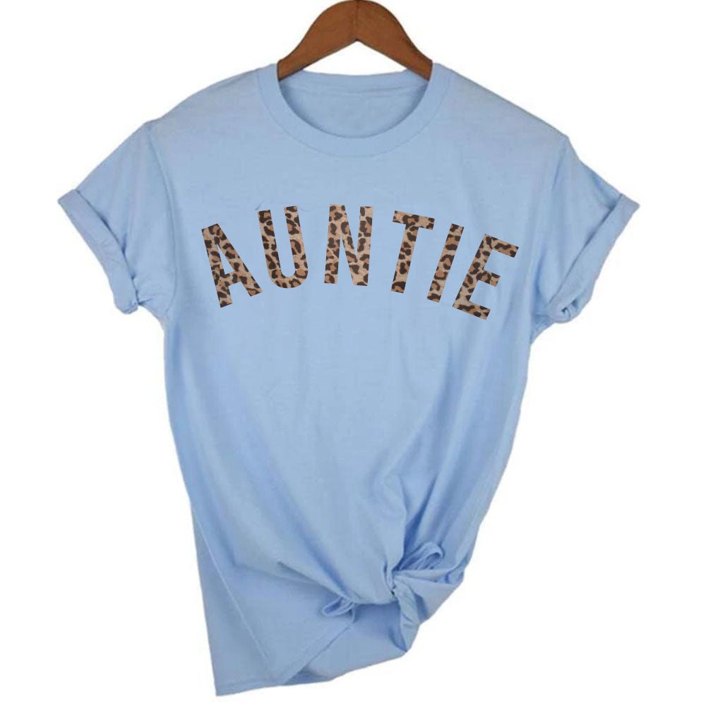 Stylish Auntie Leopard Print T-Shirt 00 (MRK X) - Trendy Casual Wear for Women, Perfect for Everyday Outfits and Street Fashion