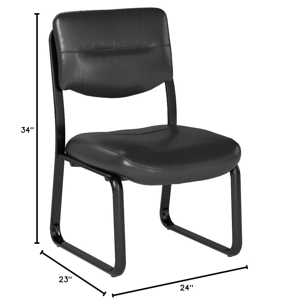 Premium Black Leather Sled Base Office Chair - Ergonomic Executive Desk Chair for Home & Business Workspaces - Perfect for Corporate Offices, Conference Rooms & Home Offices